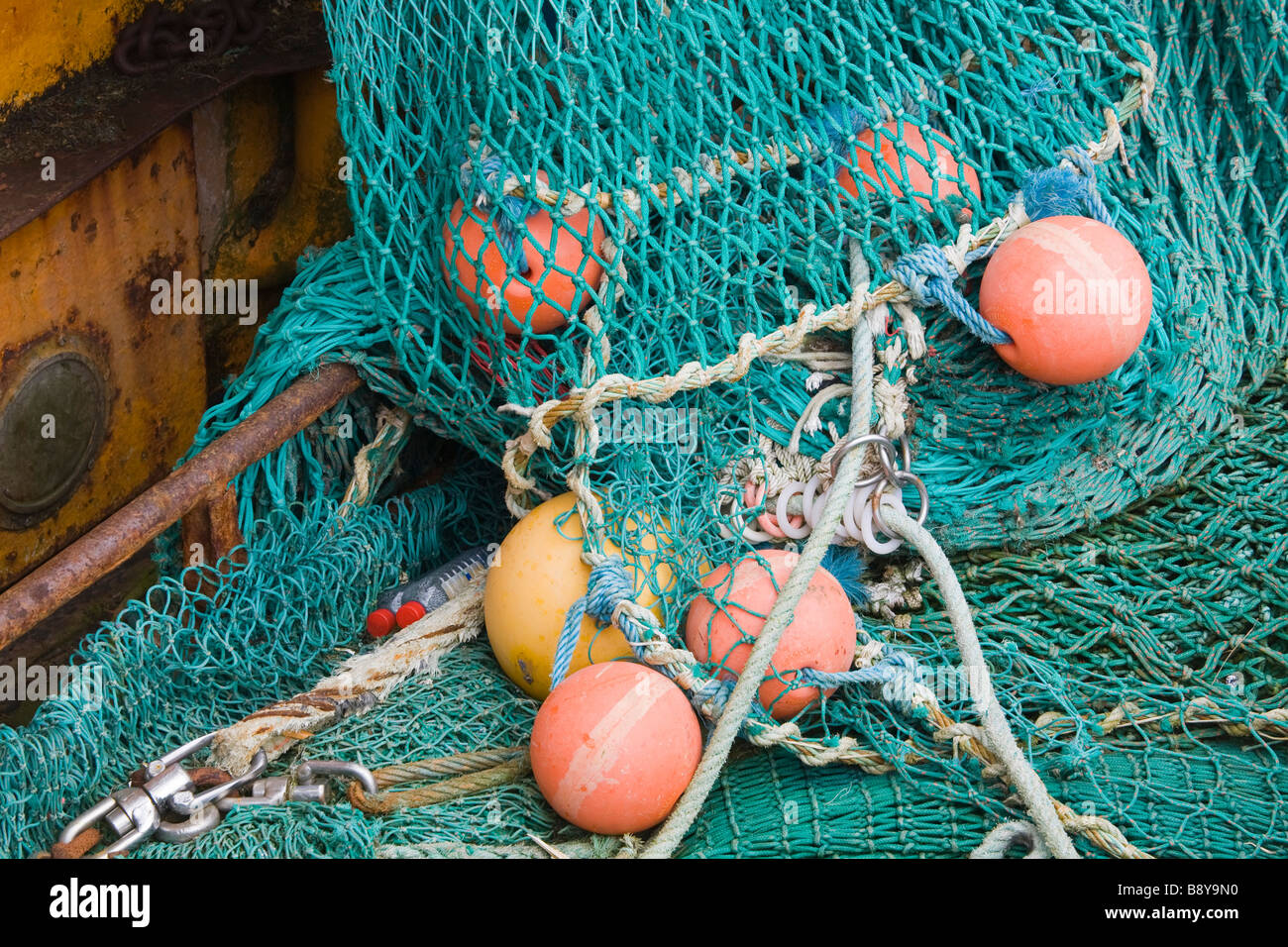 Close-up d'un filet de pêche commerciale, Killybegs, comté de Donegal, Irlande, Province de l'Ulster Banque D'Images