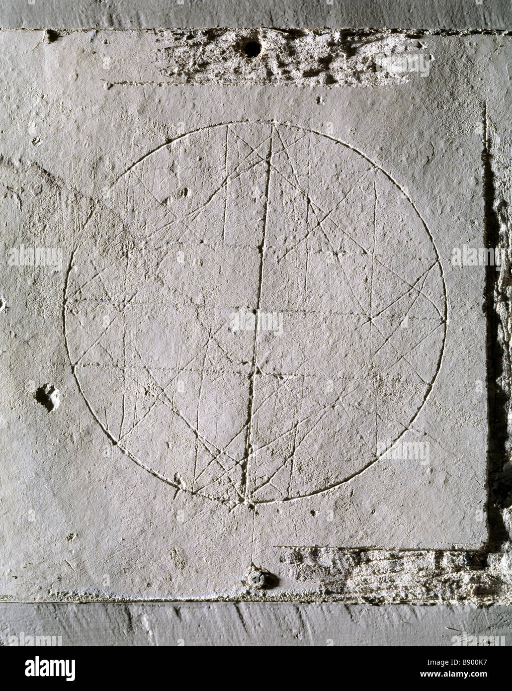 Dessin Graffiti dans la chambre à coucher à Woolsthorpe Manor, Lincolnshire Banque D'Images