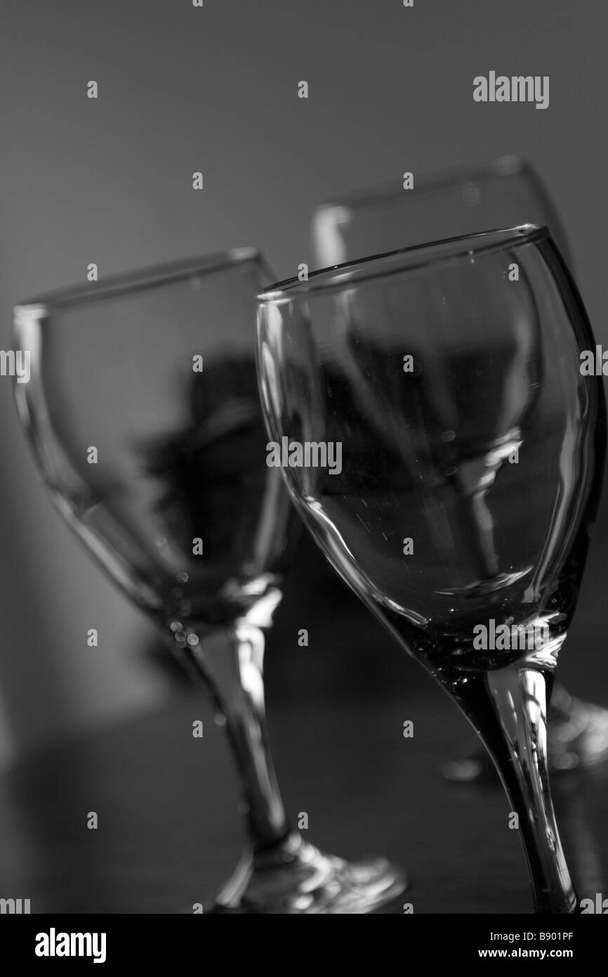 Verres à vin vide, Close up Banque D'Images