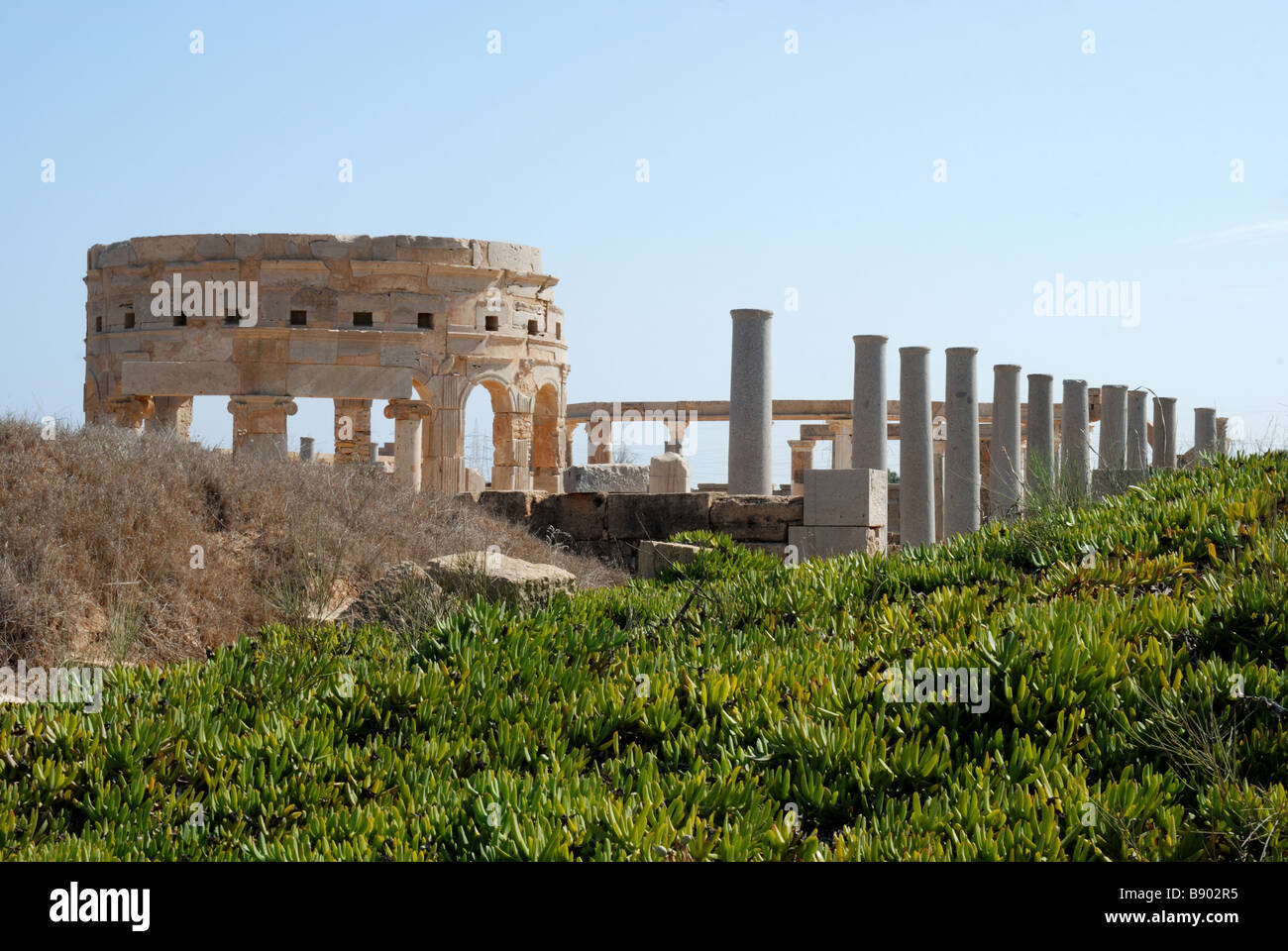 Le marché de Leptis Magna (Libye) Banque D'Images