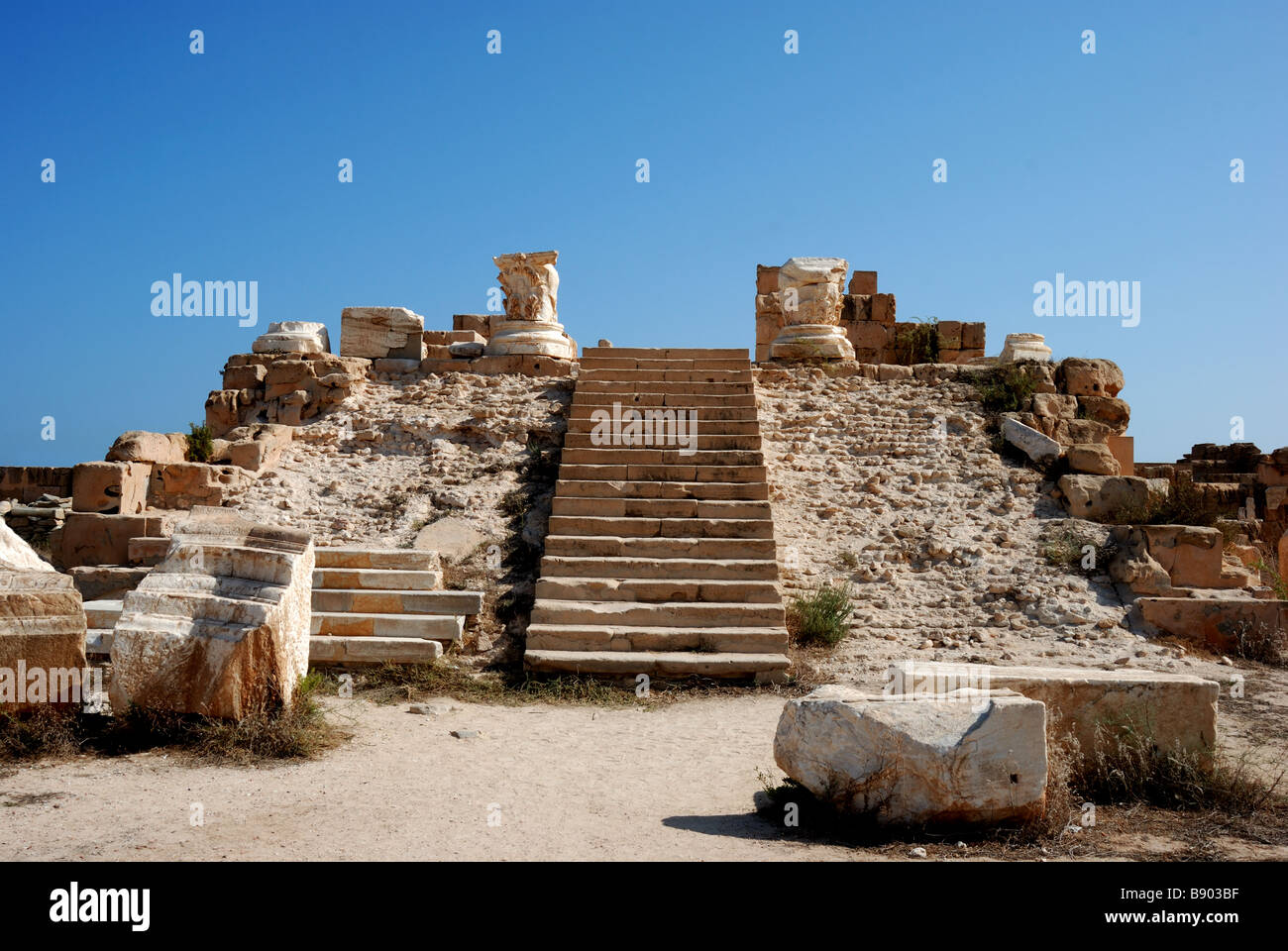 Le Temple d'Antonin à Sabratha (Libye) Banque D'Images