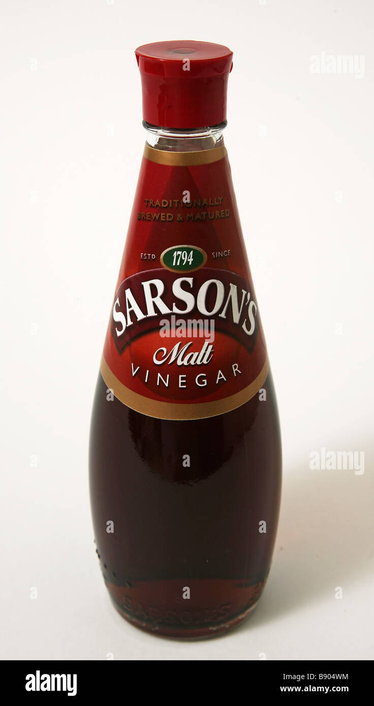 Le vinaigre de malt sarsons bouteille Banque D'Images