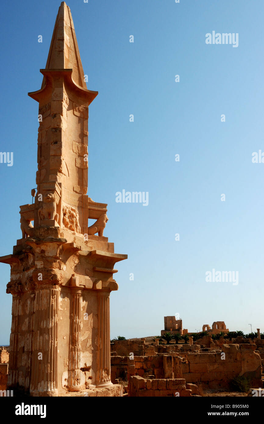 Le Mausolée de Bes à Sabratha Banque D'Images