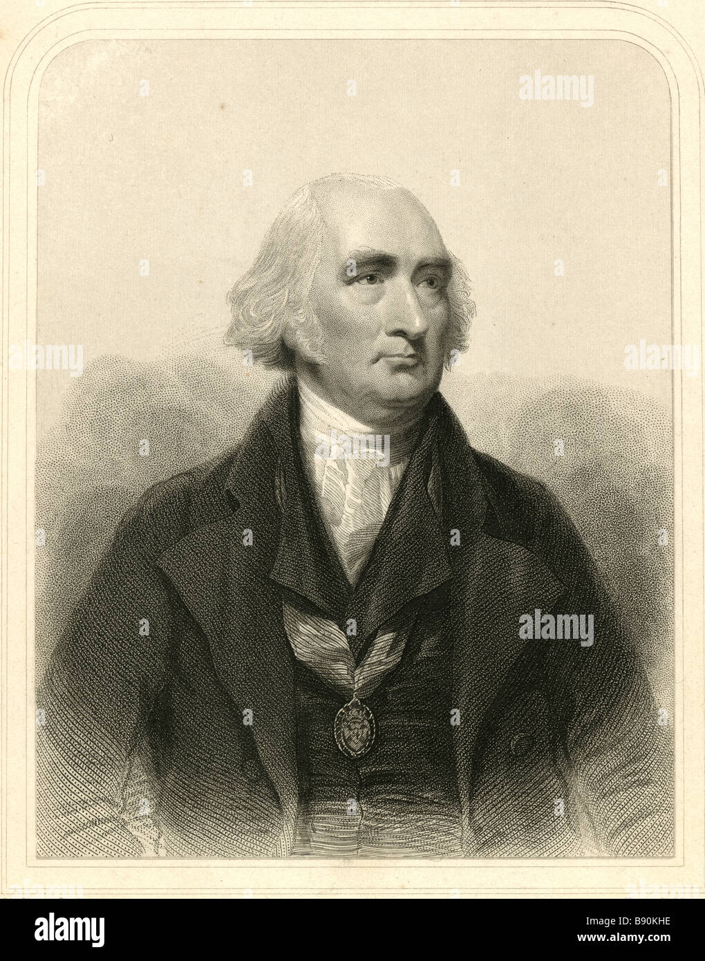Gravure ancienne de Sir William Forbes de Pitsligo. Gravée par Henry Robinson de la peinture par Henry Raeburn. Banque D'Images