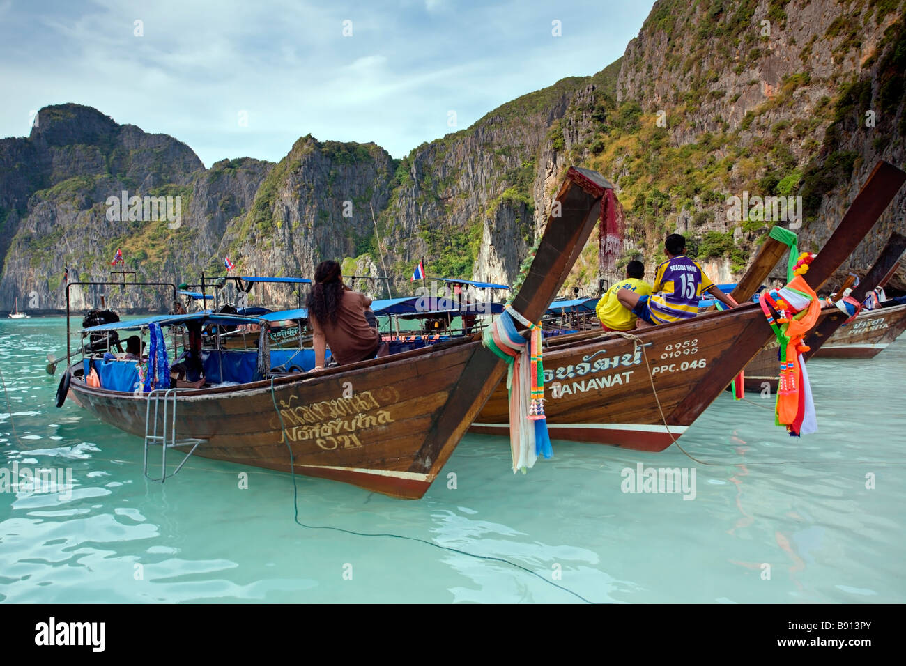 Le sud de la Thaïlande : Phi-Phi Leh : Maya Beach Banque D'Images