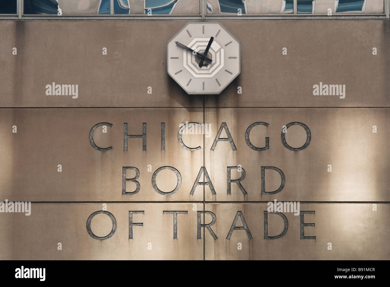 Chicago Board of Trade Inscription avec horloge Banque D'Images