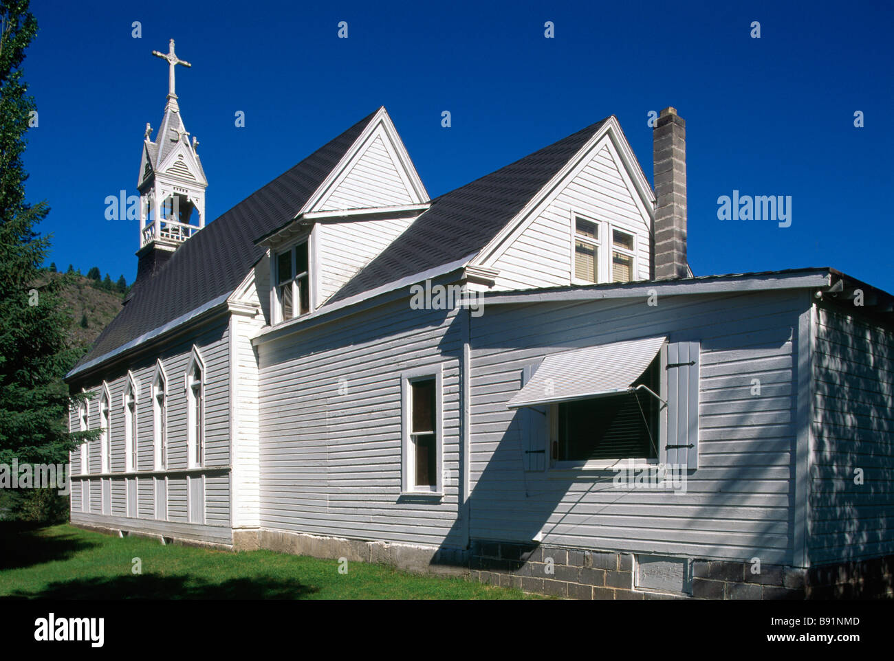 L'église du Sacré-Cœur, un bâtiment du patrimoine bâti (1900), dans la région de Greenwood, dans la région de Kootenay, en Colombie-Britannique, Canada Banque D'Images