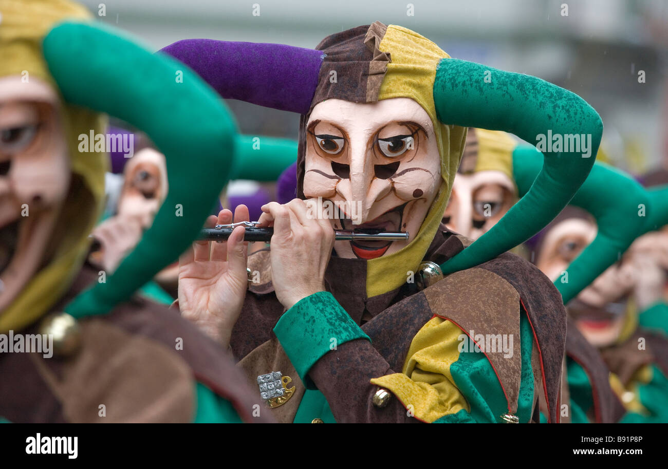Les manifestants dans le carnaval, un carnaval d'hiver dans le nord-ouest de Bâle en Suisse Banque D'Images