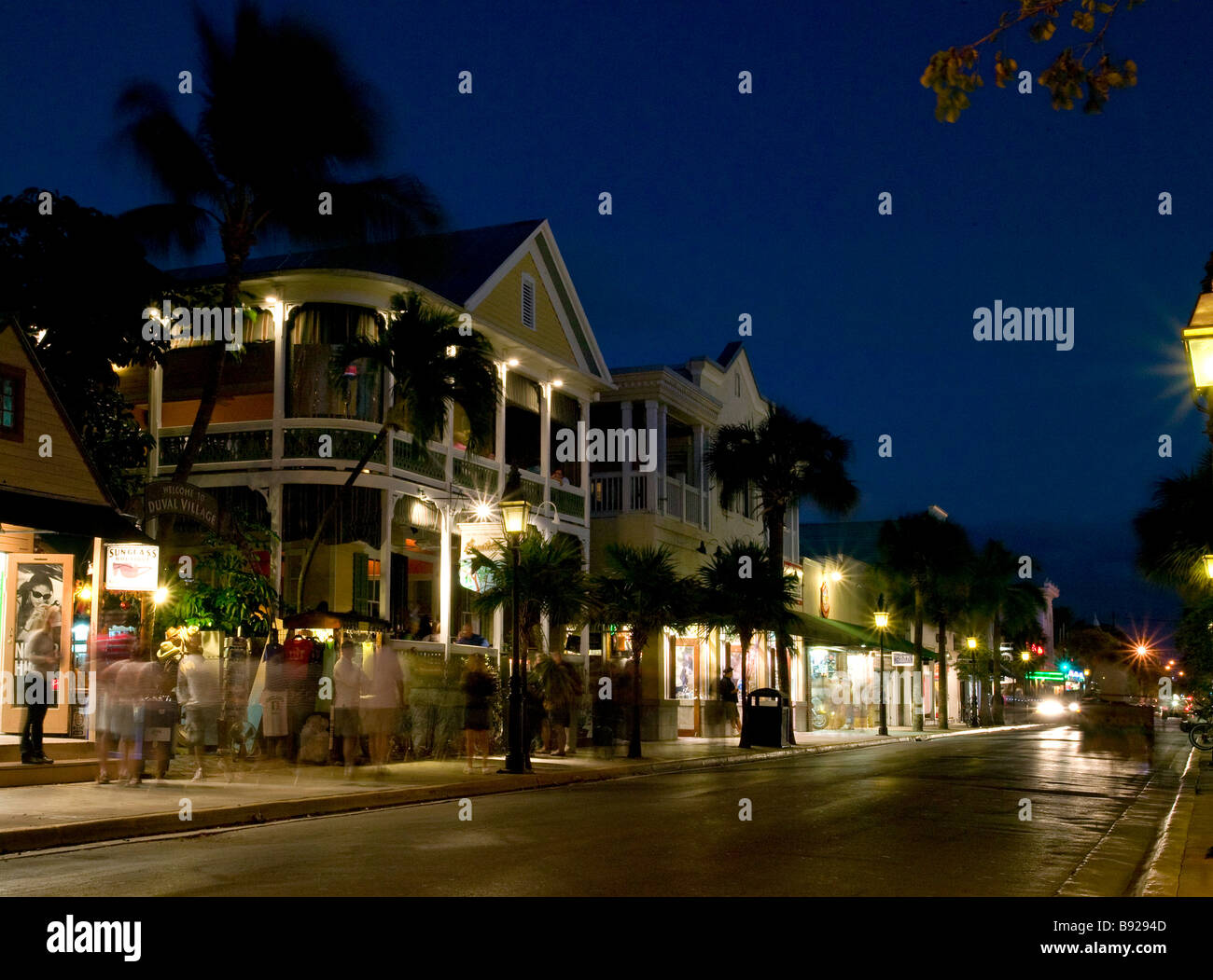 Duval Street Key West FL la nuit Banque D'Images
