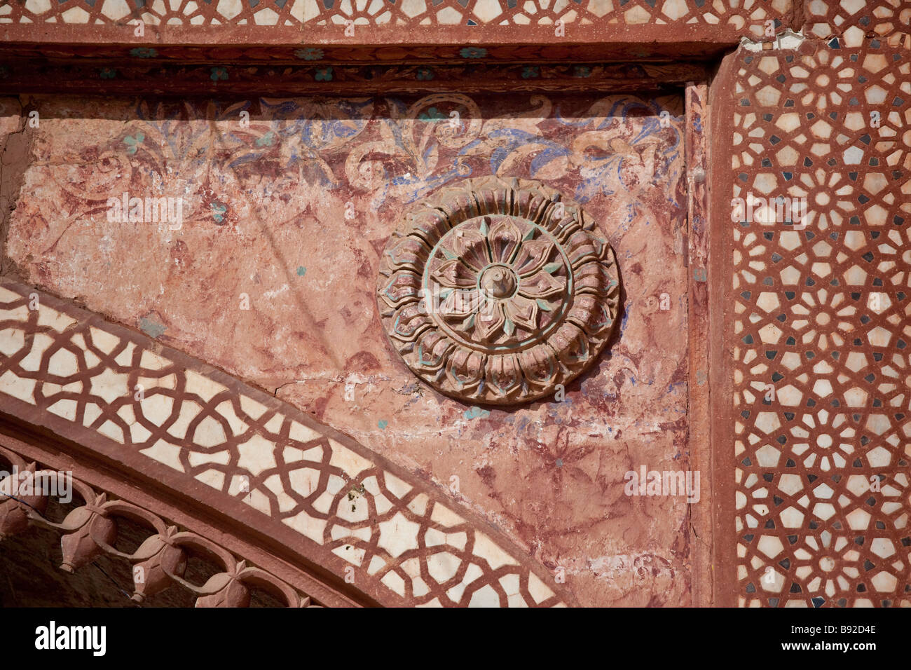 Détail architectural à l'intérieur de la mosquée de vendredi à Fatehpur Sikri Inde Banque D'Images