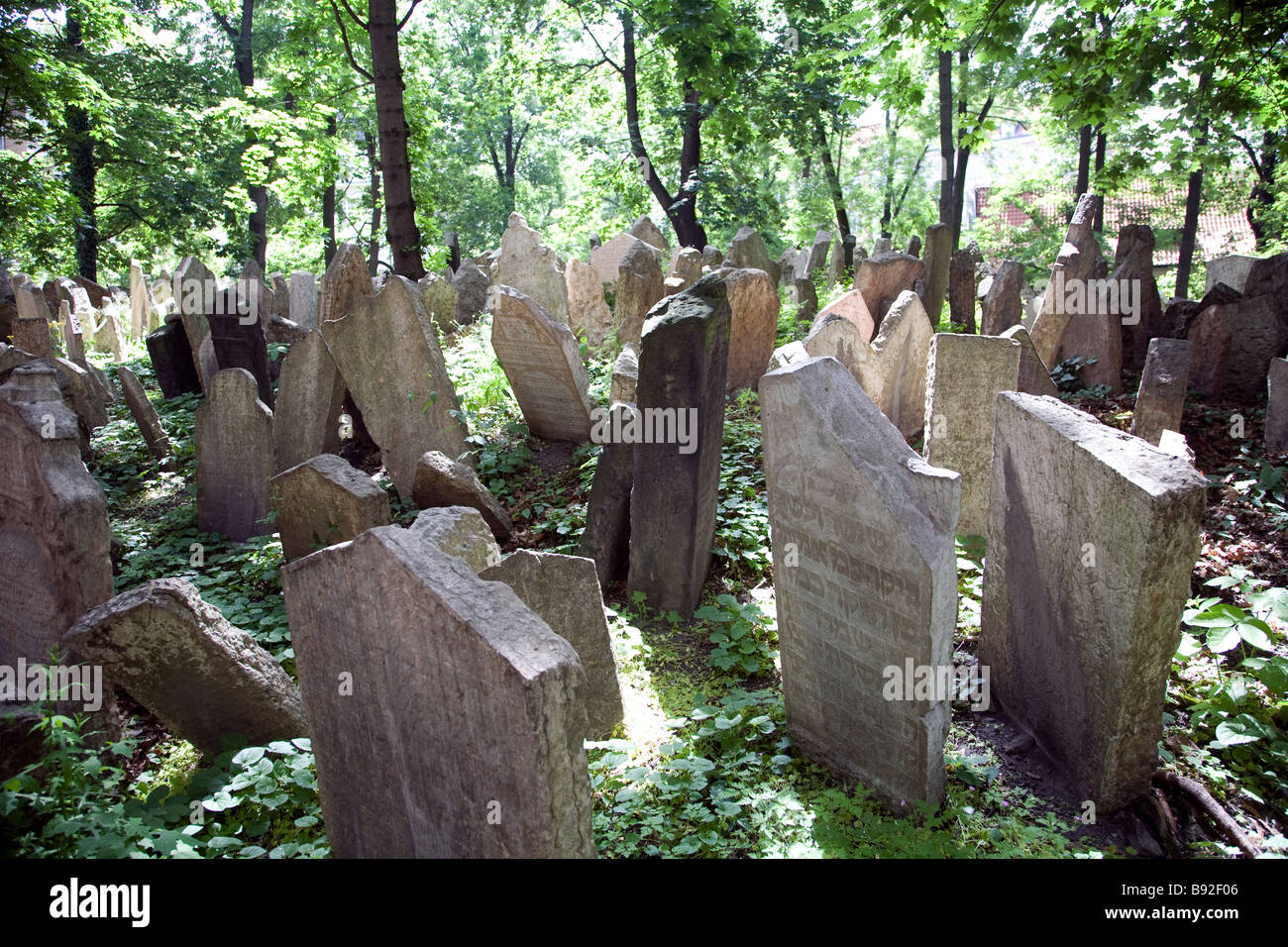 Le vieux cimetière juif de Prague République Tchèque Banque D'Images