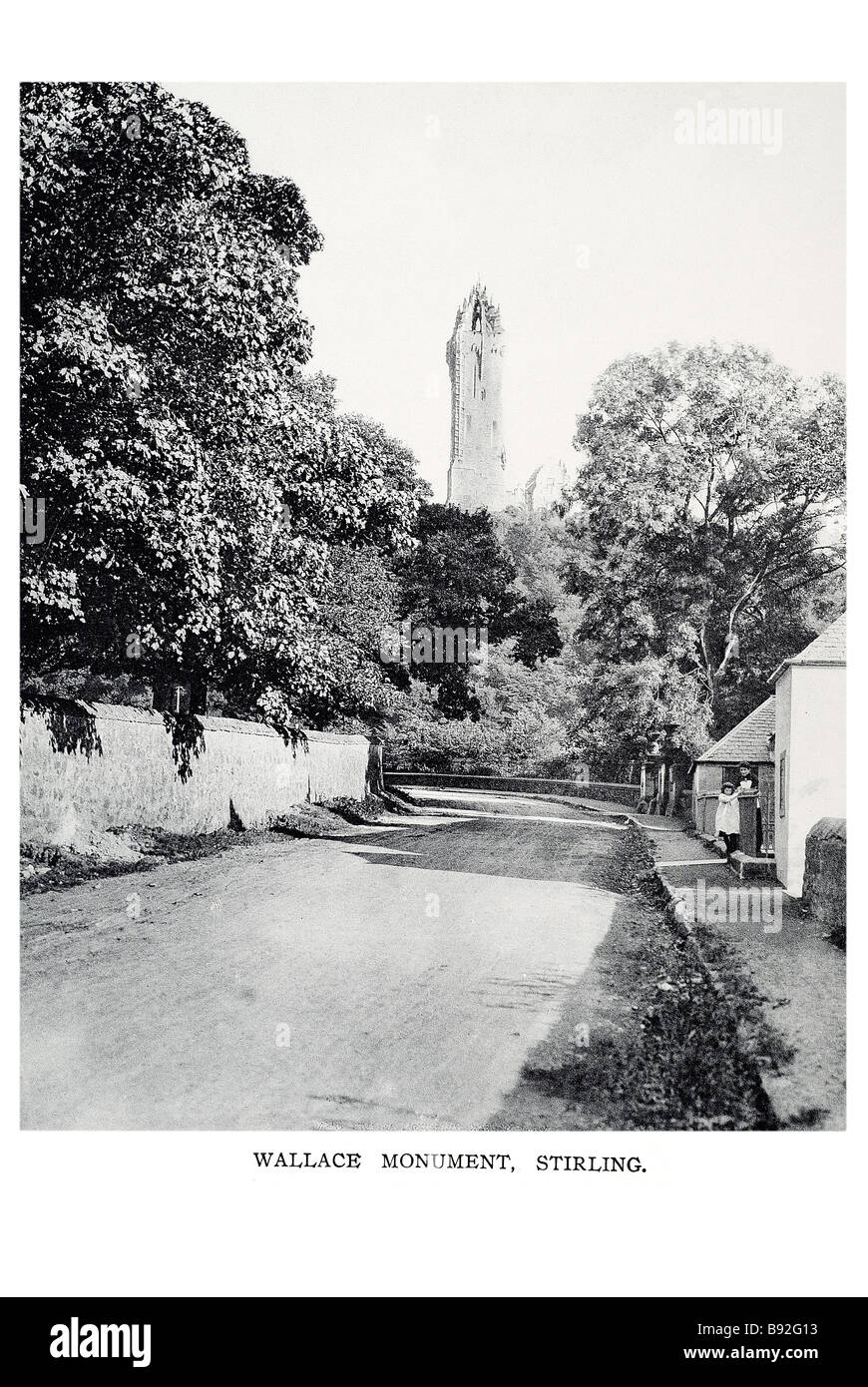 Wallace monument Stirling en 1997 une statue de Gibson comme 'William Wallace' a été placé à l'extérieur le Monument William Wallace près de Stirling, Banque D'Images