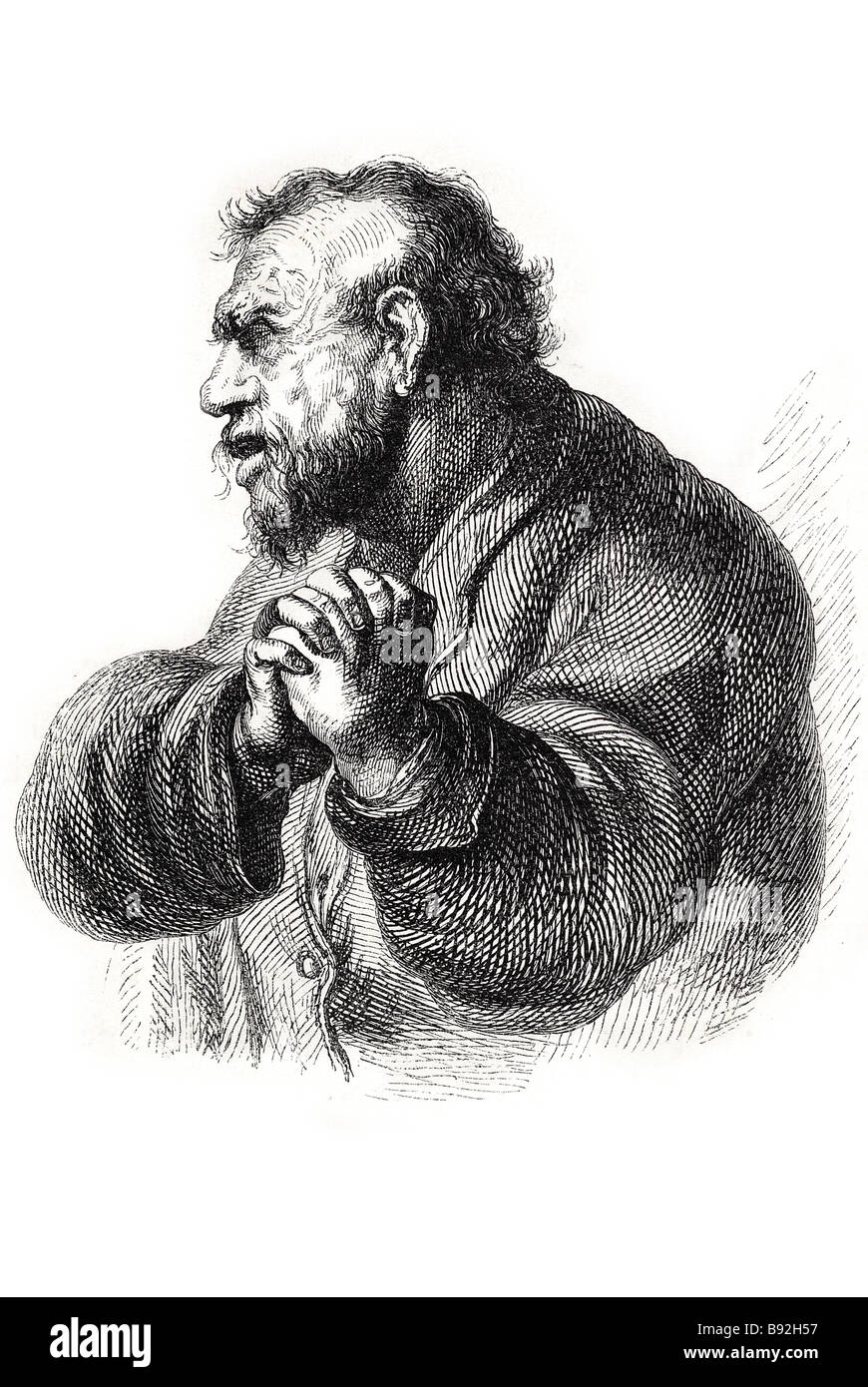 Homme de hachures robe sale période barbe mendicité Rembrandt Harmenszoon van Rijn (15 juillet, 1606 - 4 octobre 1669) était un D Banque D'Images