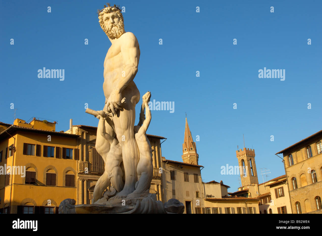 Statue fontaine de Neptune Plazza della Signora. Florence Italie Banque D'Images