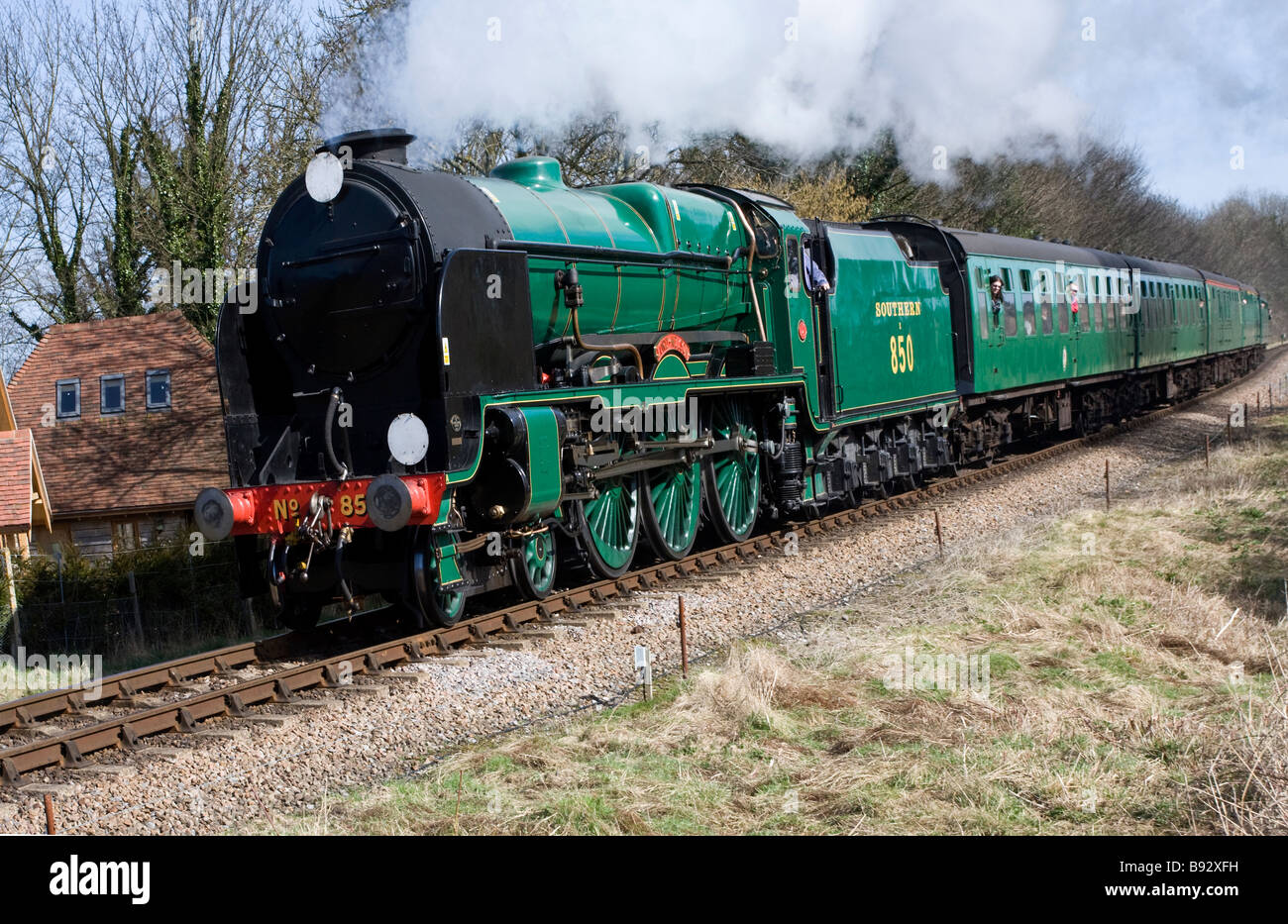 Le Lord Nelson 860 4-6-0 vu près de Alresford à mi Hants Railway Gala du Printemps 2009 Banque D'Images