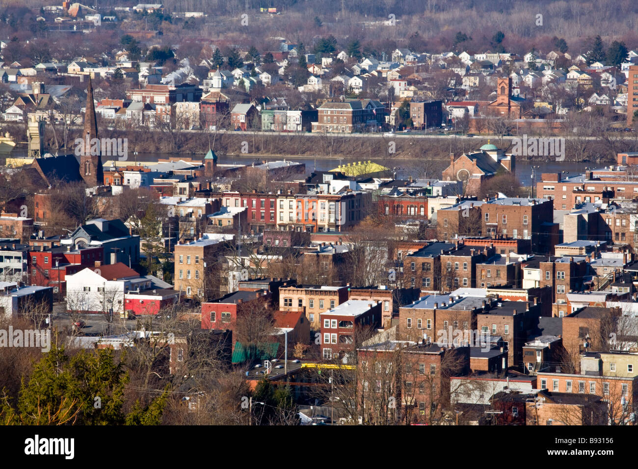 Skyline de Troy, New York, alias The Collar City Banque D'Images