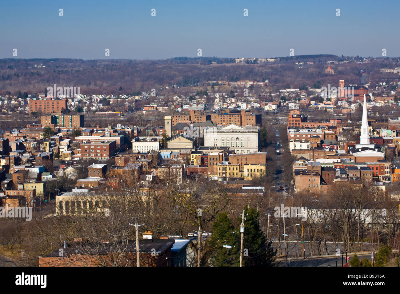 Skyline de Troy, New York, alias The Collar City Banque D'Images