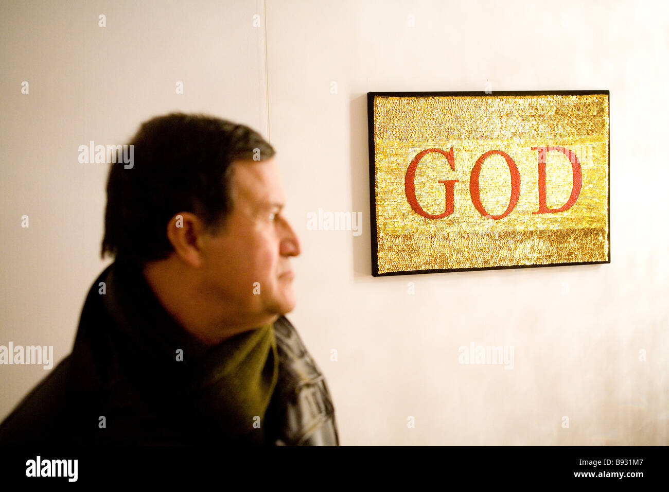 Dieu par Farhad Moshiri au Musée d'art contemporain Le Palazzo Riso Palerme Sicile Italie Banque D'Images