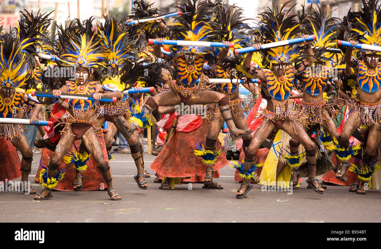 Festival Dinagyang La Ville d'Iloilo, Philippines, Asie Banque D'Images