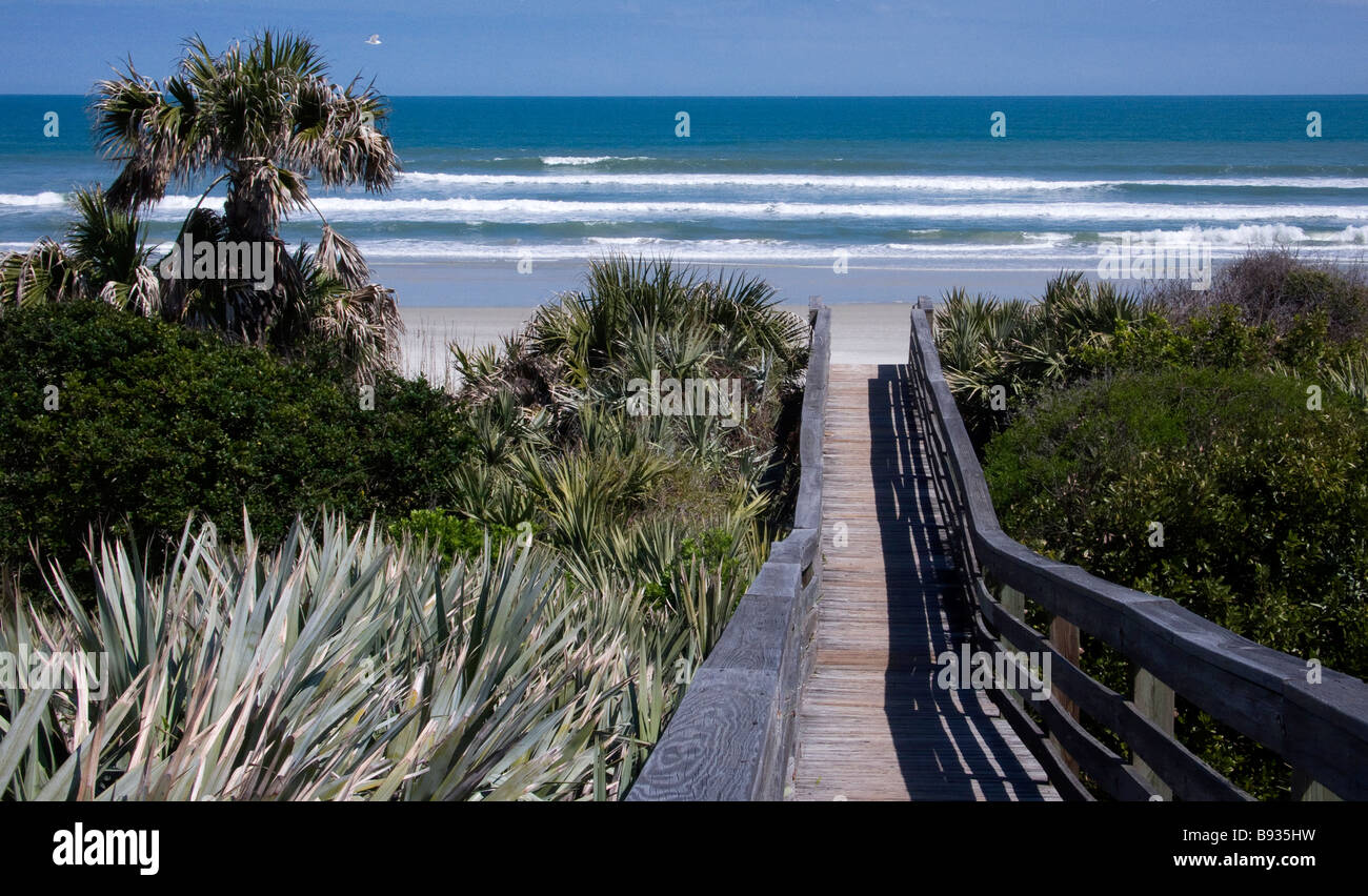 Promenade à New Smyrna Beach Floride USA Banque D'Images