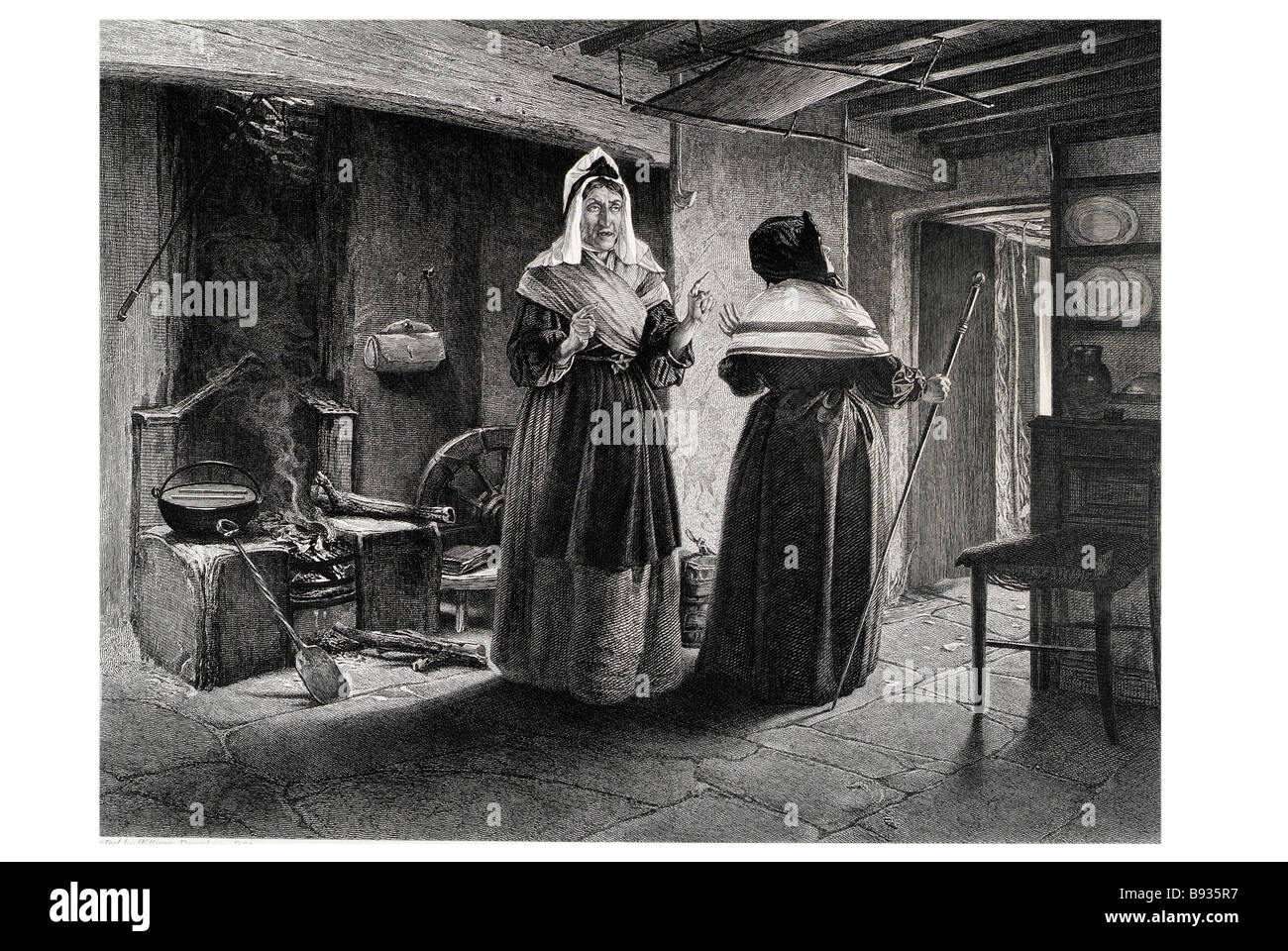 Lady Margaret bellenden mause en headriggs maison cottage robe période harth salon cuisine femmes vêtement traditionnel ancien M Banque D'Images