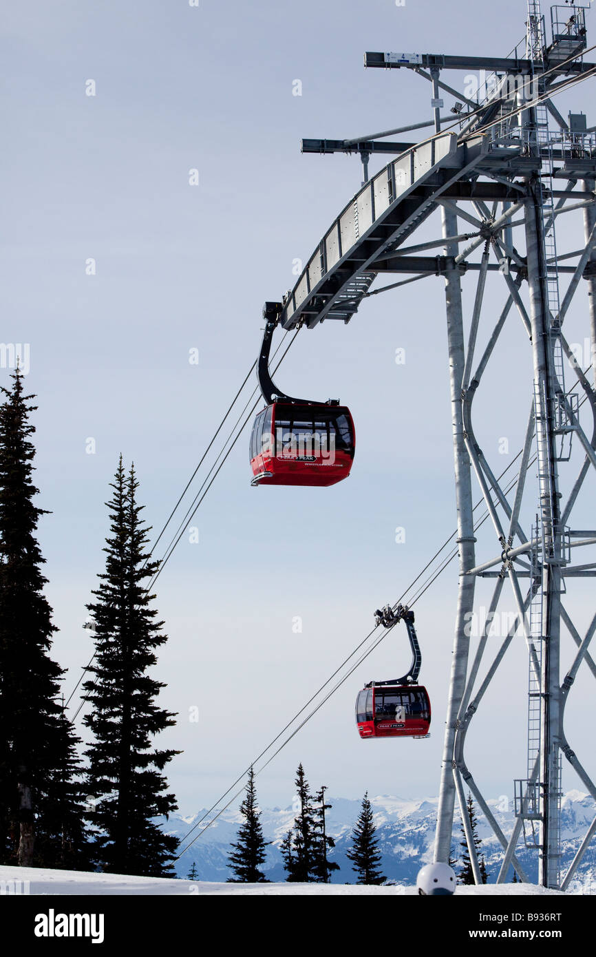 Télécabine Peak 2 Peak entre Whistler et Blackcomb, ouvert pour la saison 2008/2009. Banque D'Images