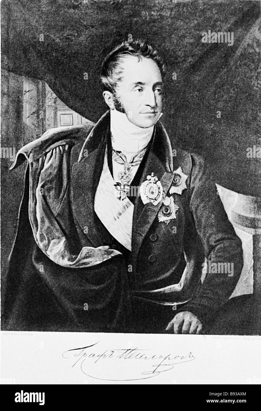 Le comte Karl Pudding 1780 1862 homme d'russe depuis 1845, Chancelier et Ministre des affaires étrangères 1816 1856 Gravure de R Paulussen Banque D'Images
