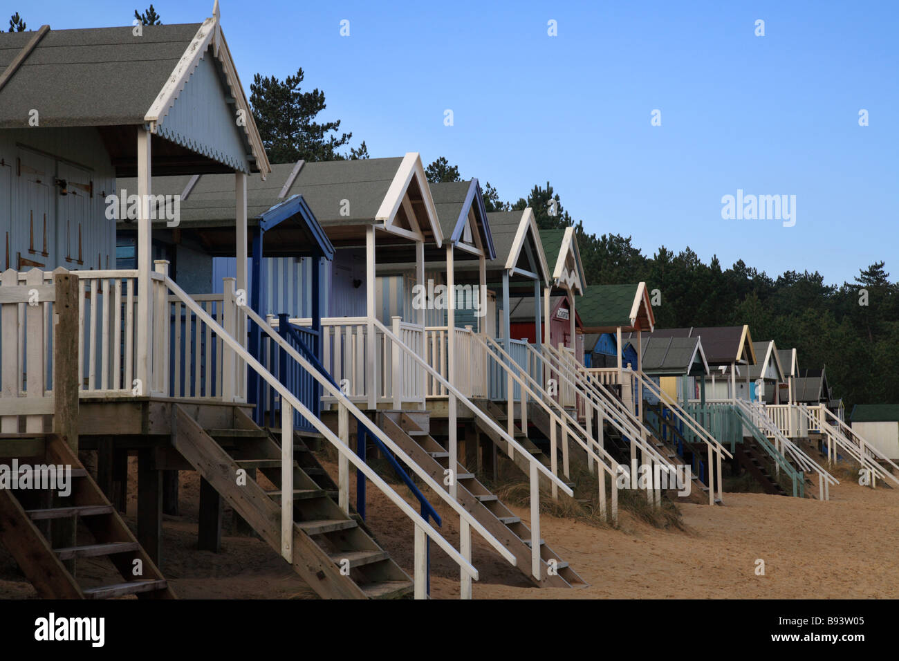 'Beach huts' 'Holkham Bay' North Norfolk. L'East Anglia. Banque D'Images