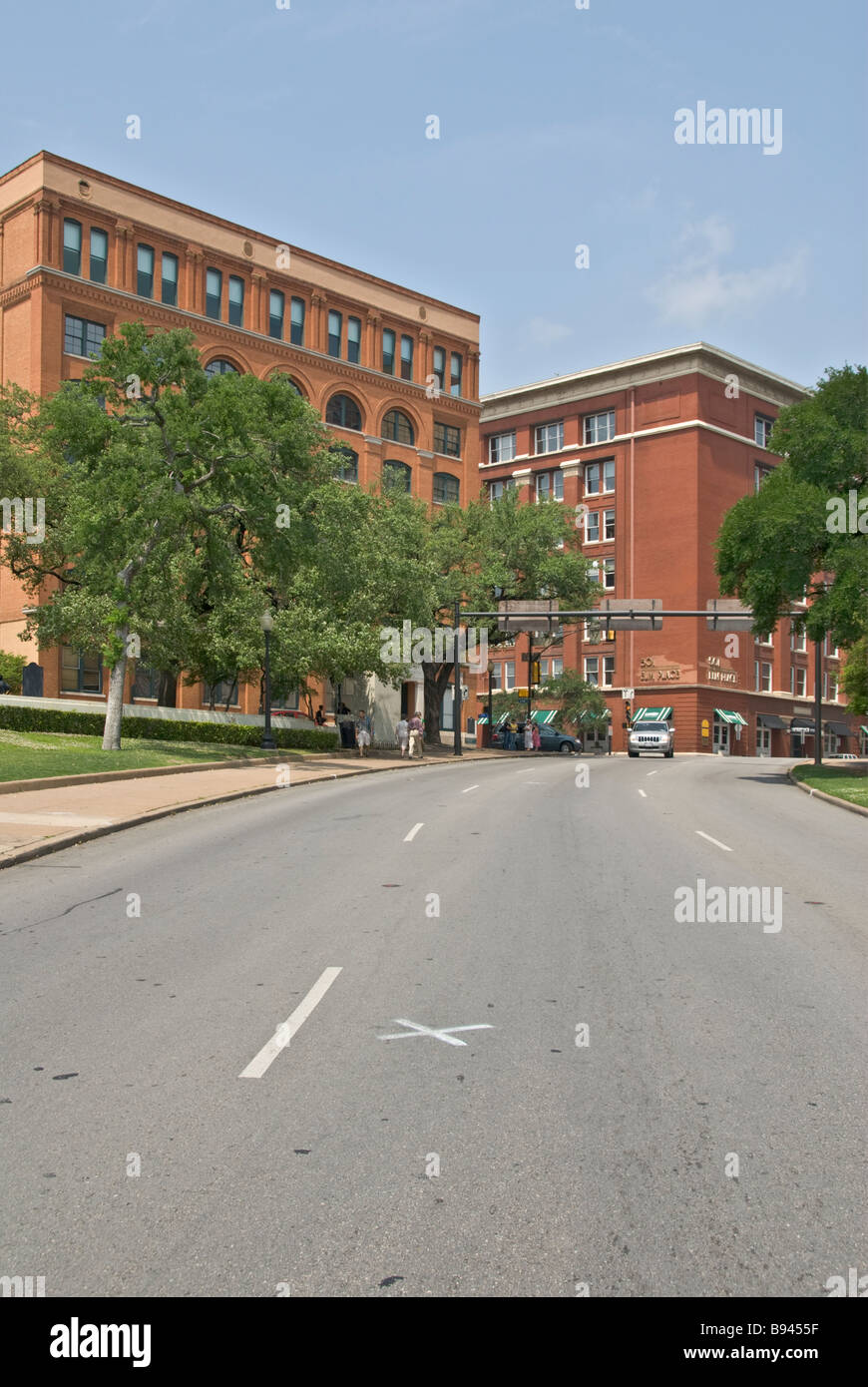Texas Dallas Dealey Plaza X points de spot première gorge shot du président assassiné John F Kennedy Banque D'Images