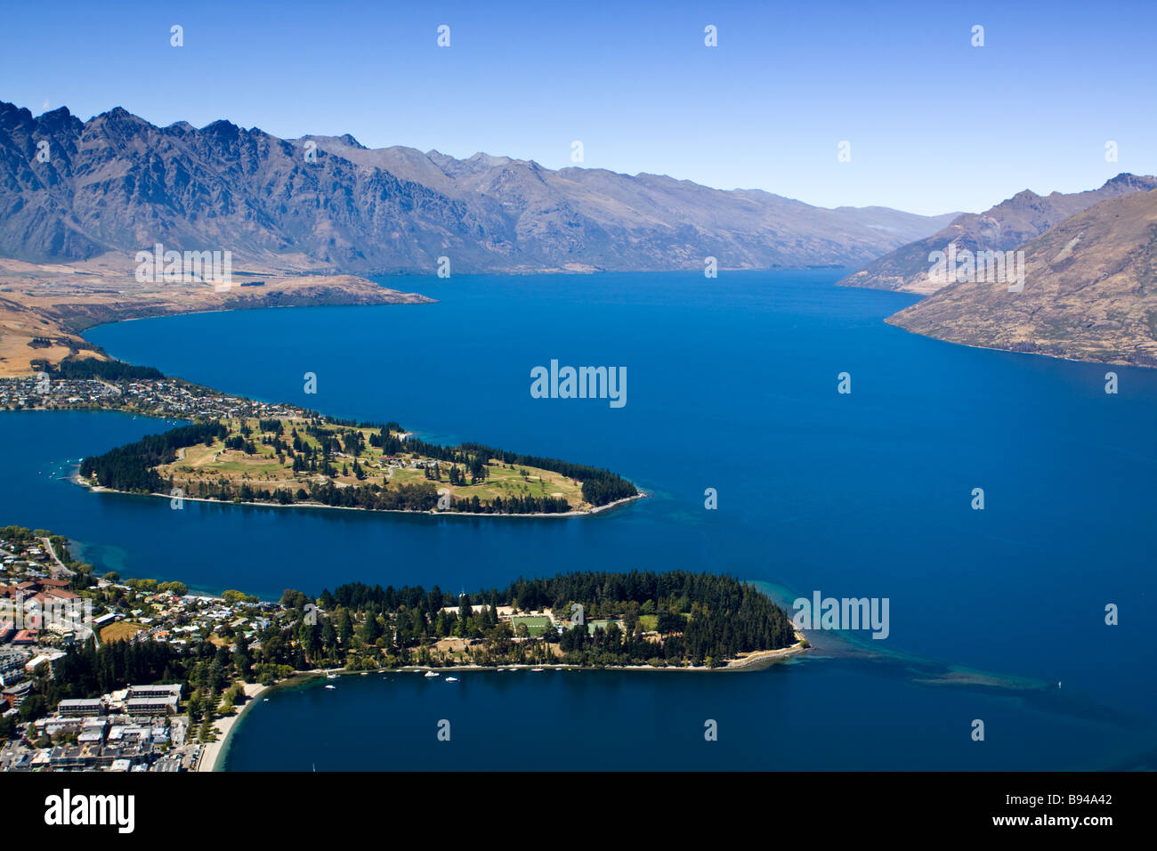 Vue sur le Lac Wakatipu Queenstown Nouvelle Zelande Banque D'Images