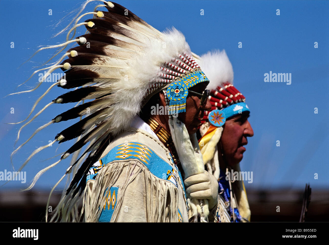 Indiens des plaines de l'Amérique dans la guerre des bonnets Réservation Pieds-noirs Browning Montana USA Banque D'Images