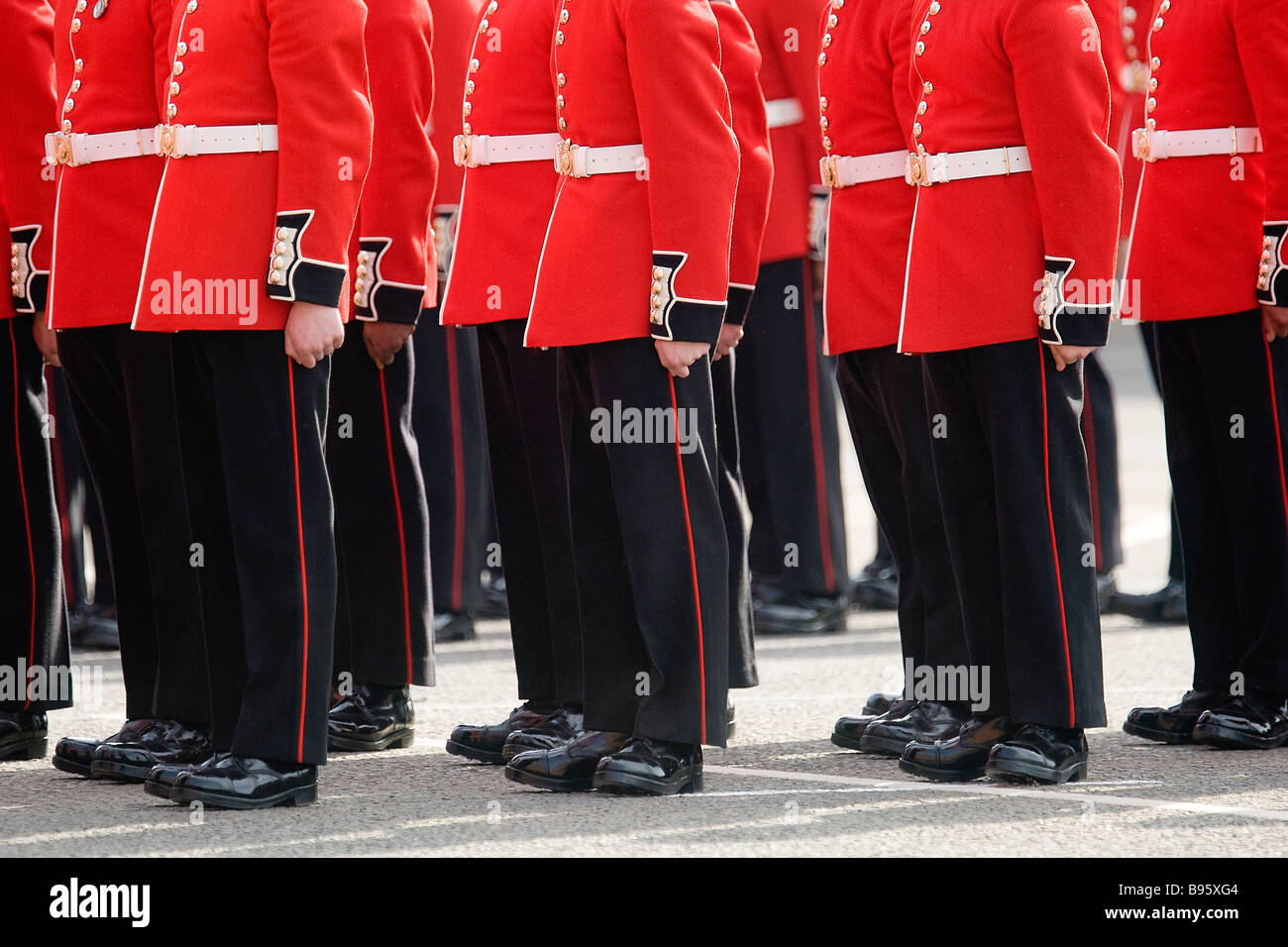 Le 1er Bataillon des Gardes irlandais sur le défilé au Victoria Barracks Windsor UK sur St Patrick's Day Banque D'Images