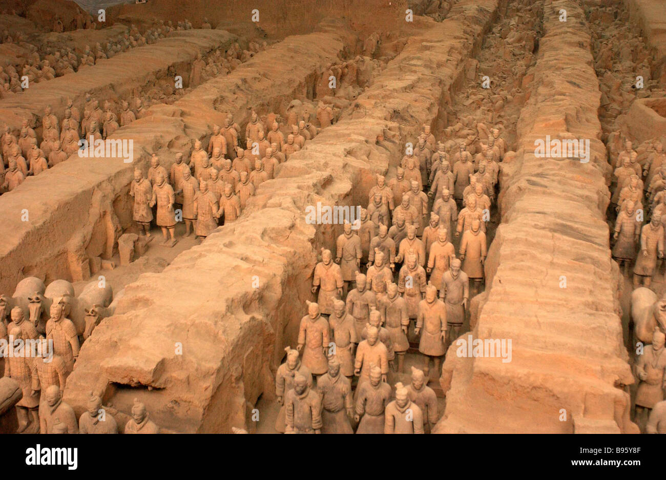 Soldats en terre cuite de Qin à Xi'an, Chine musée Banque D'Images