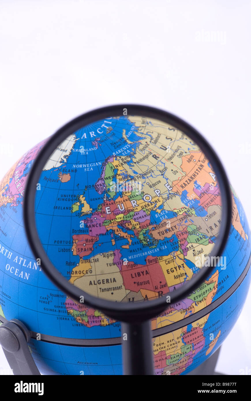 L'Europe le monde sous la loupe Banque D'Images