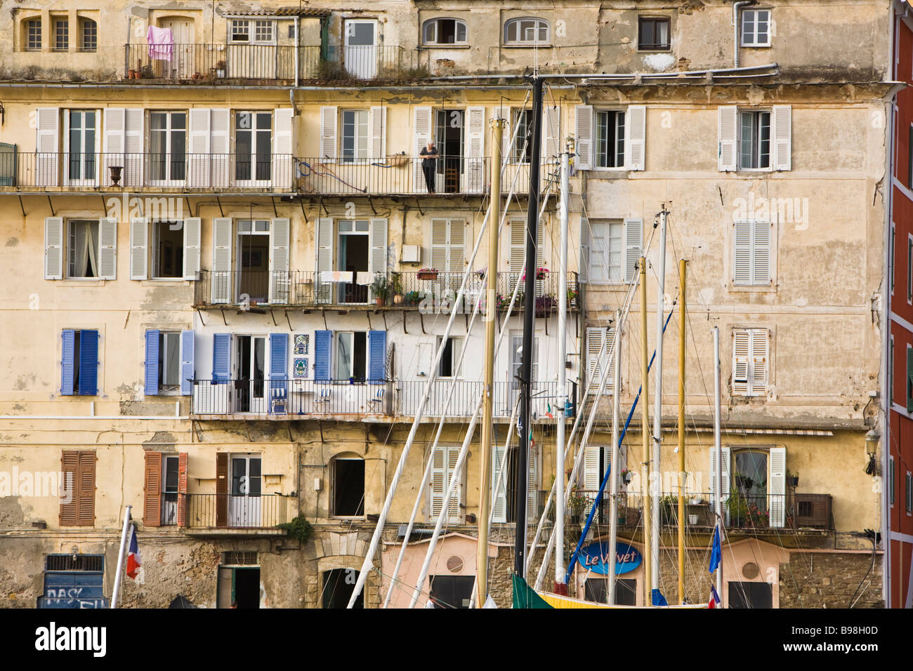 Bâtiment d'Harbourside vieux Bastia Vieux Port Corse France Banque D'Images