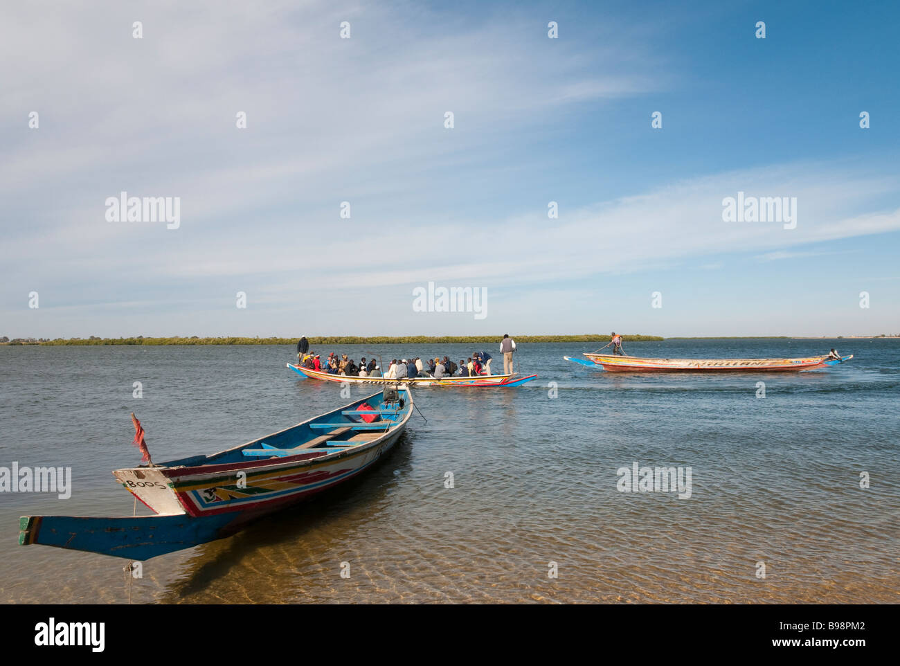 L'Afrique de l'ouest du delta du Saloum Sénégal Mar Lodj transports publics de l'île de mainland Ndangane Banque D'Images