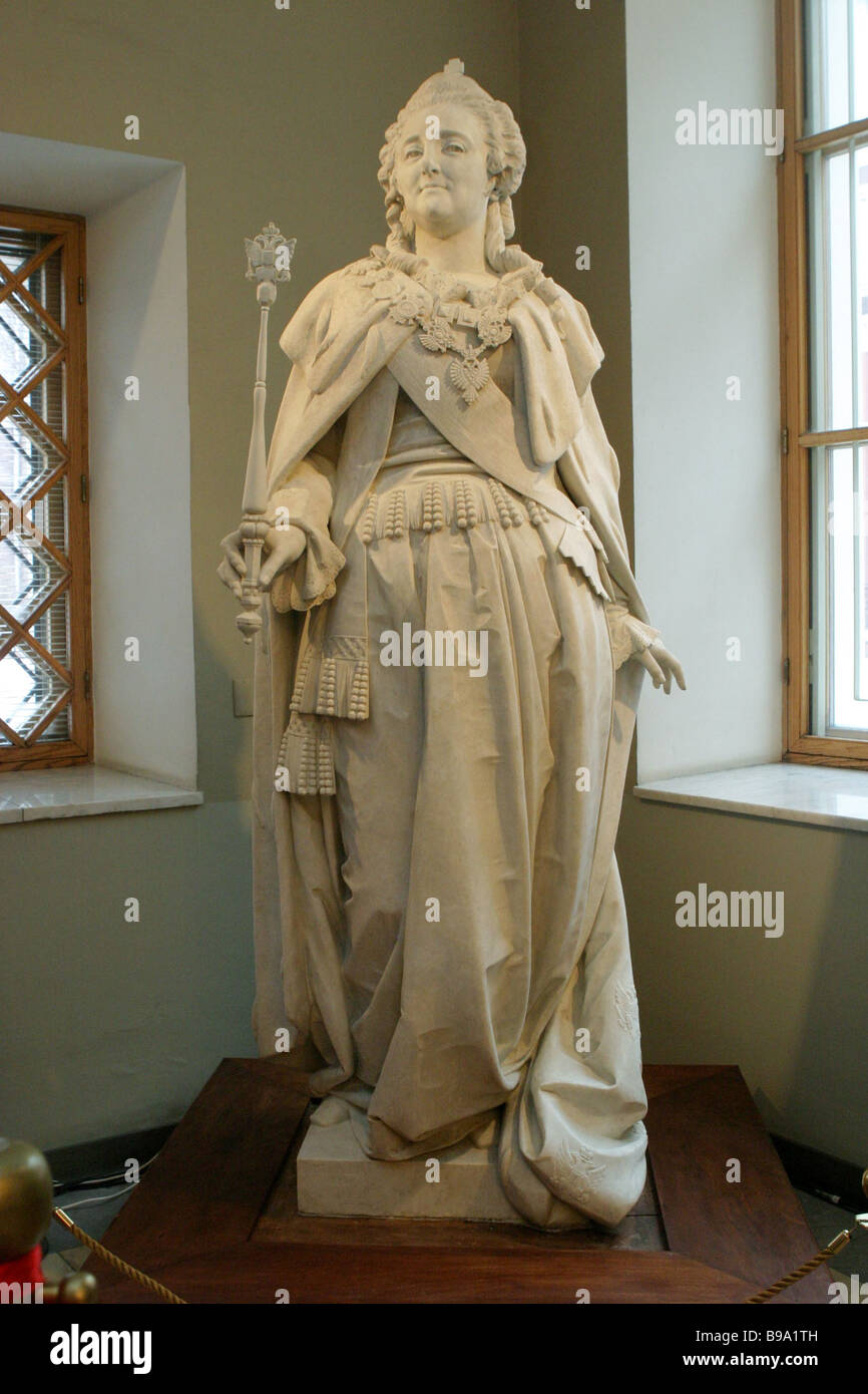 La sculpture de Catherine la Grande faite par le sculpteur russe Alexandre Opekushin à la fin du 19e siècle Depuis 1952 jusqu'à 2003 il Banque D'Images