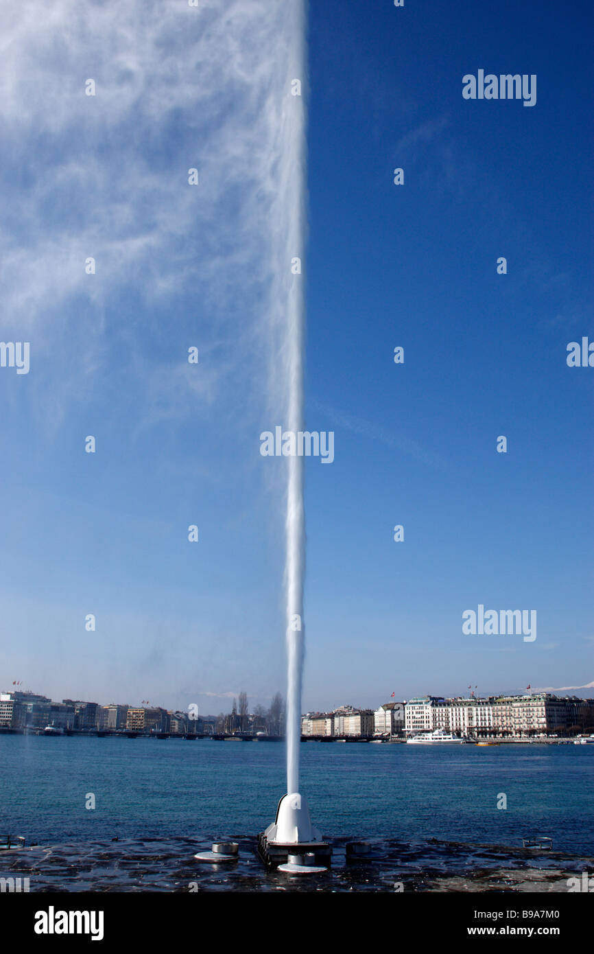 Jet d'eau jet d'eau ou les villes célèbres genève suisse Banque D'Images