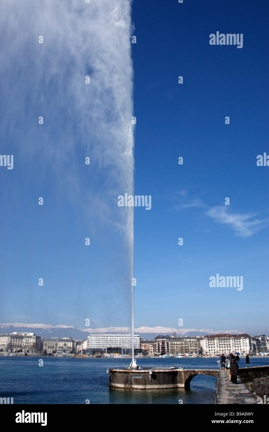 Jet d'eau jet d'eau ou les villes célèbres genève suisse Banque D'Images