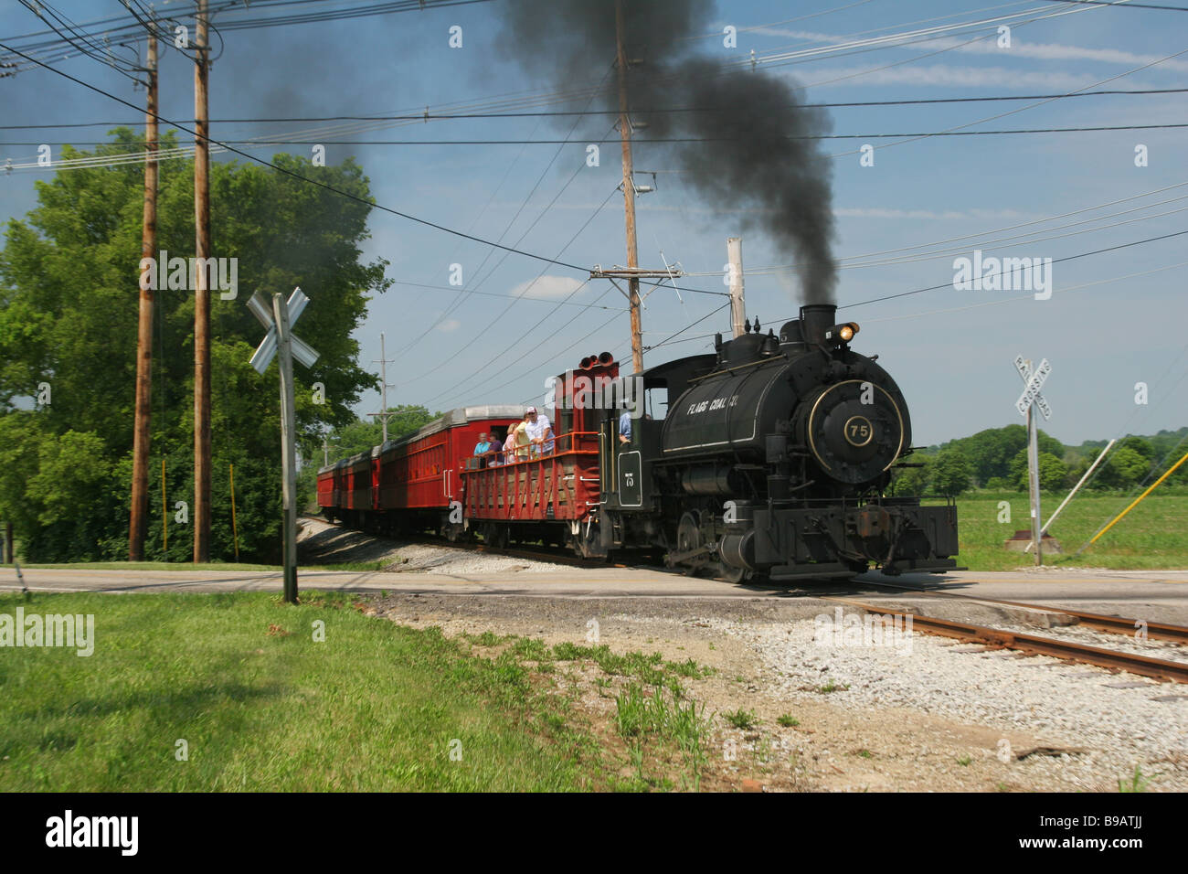 Flagg Coal Company 75 Locomotive à vapeur restauré Visites Liban Liban Mason Ohio Railroad Monroe Banque D'Images