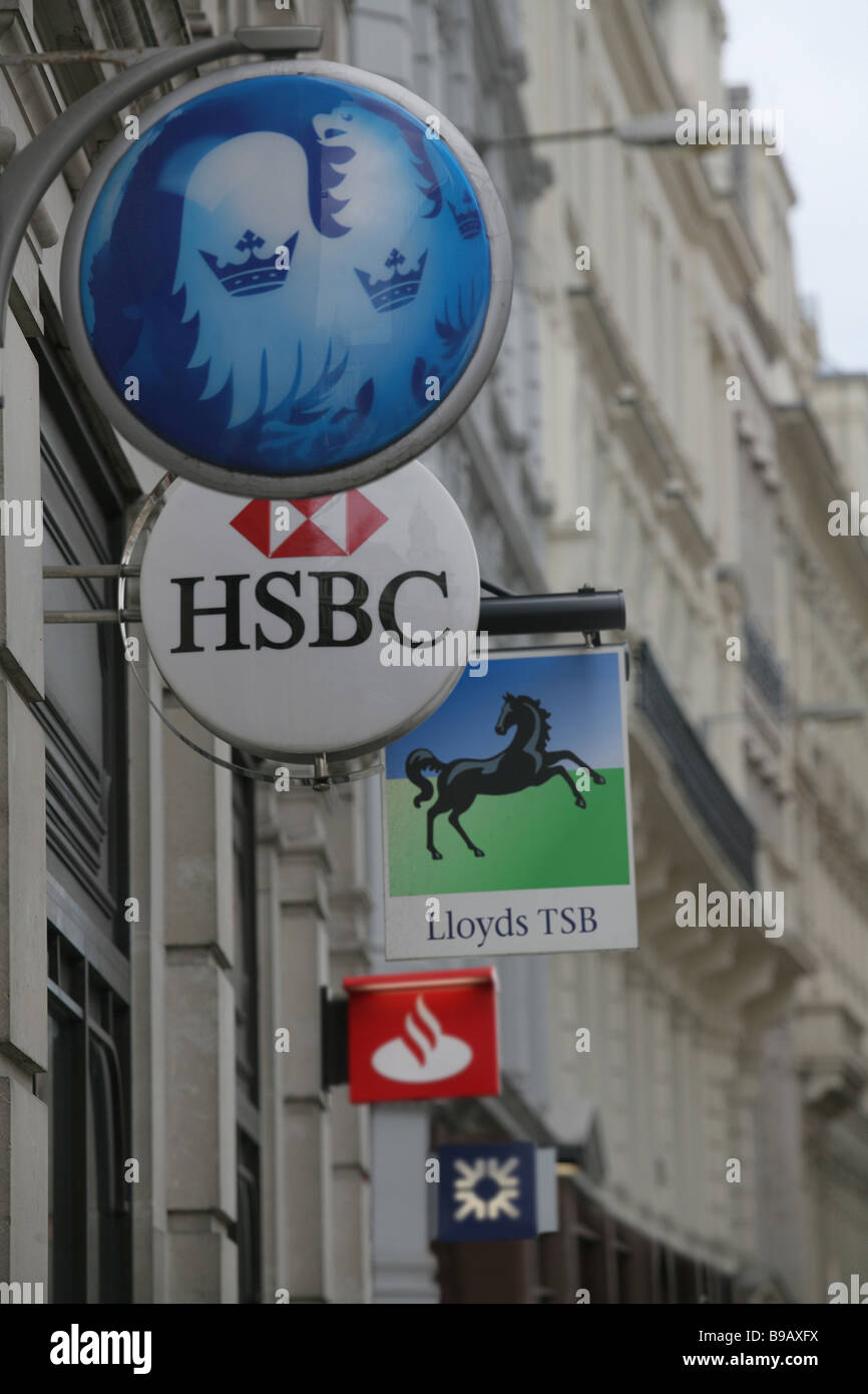 Signes de la banque, City of London Banque D'Images