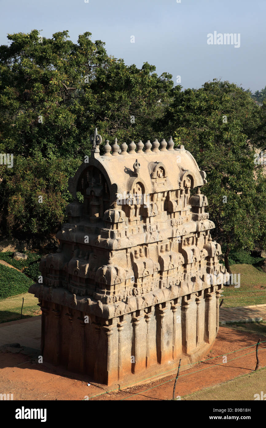 L'Inde Tamil Nadu Mamallapuram Mahabalipuram Ganesh Ratha Banque D'Images