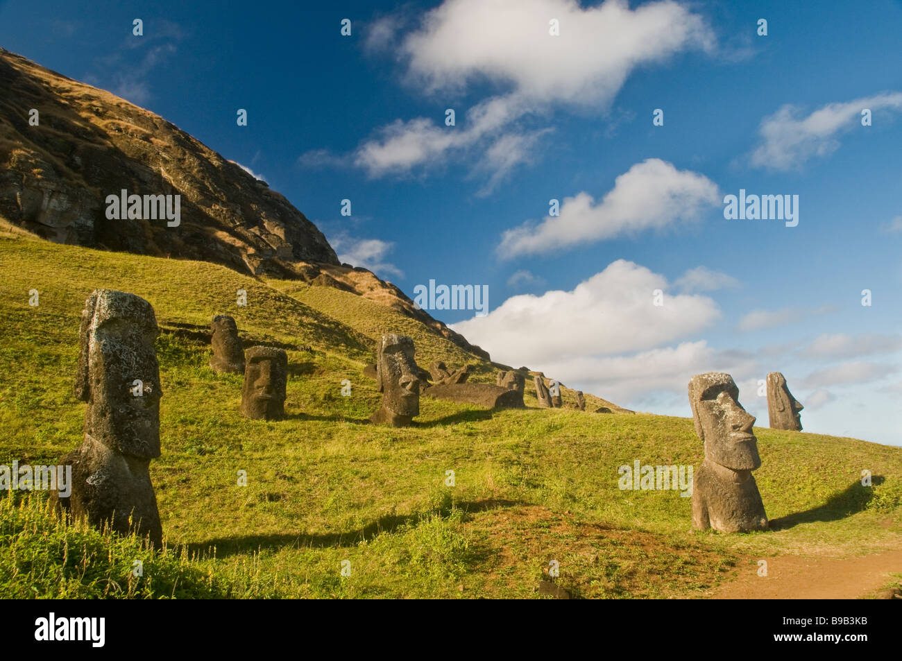L'île de Pâques, Quary, Rano Kau, Moais Banque D'Images