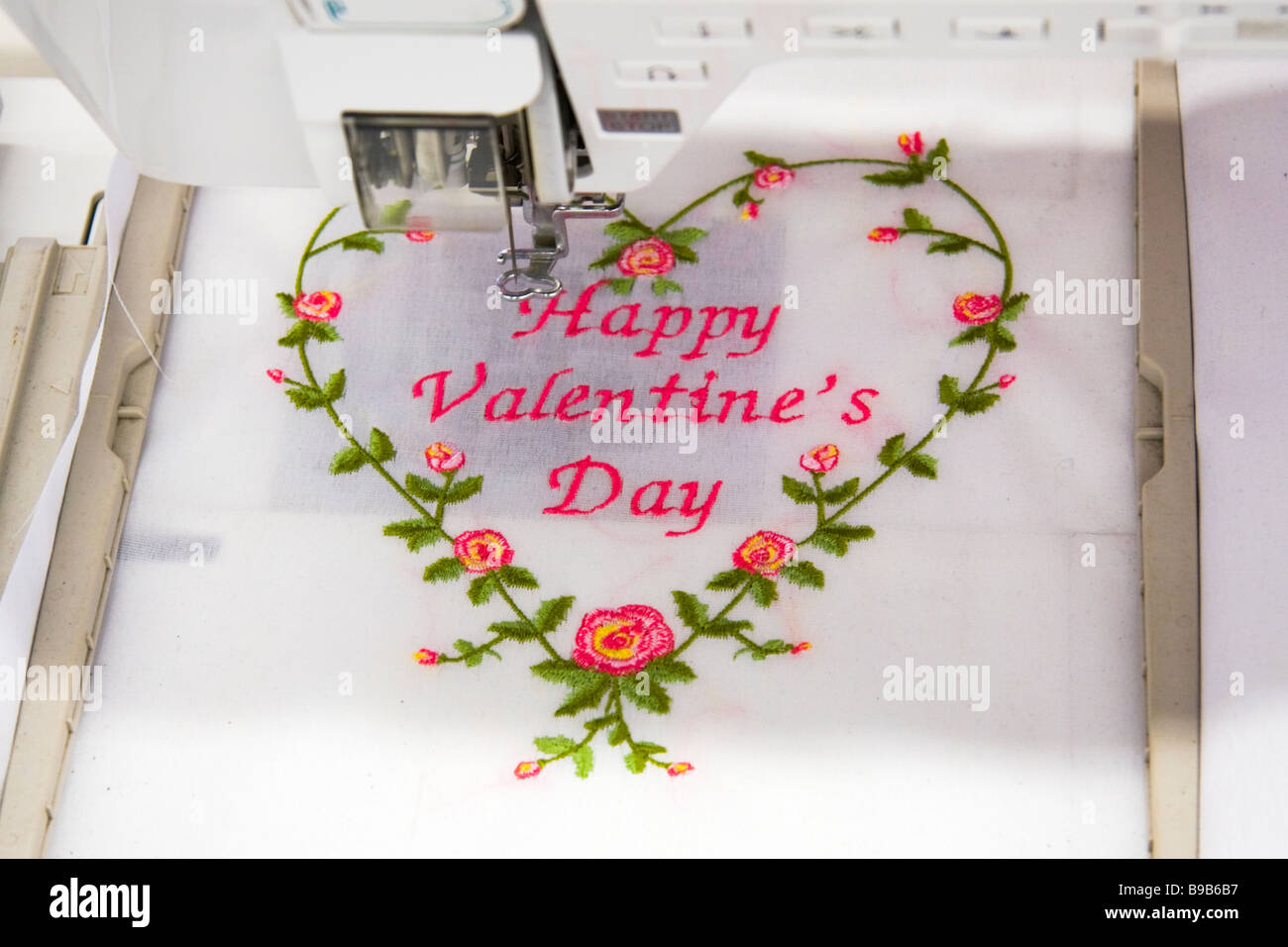 Happy Valentine's Day la broderie Banque D'Images