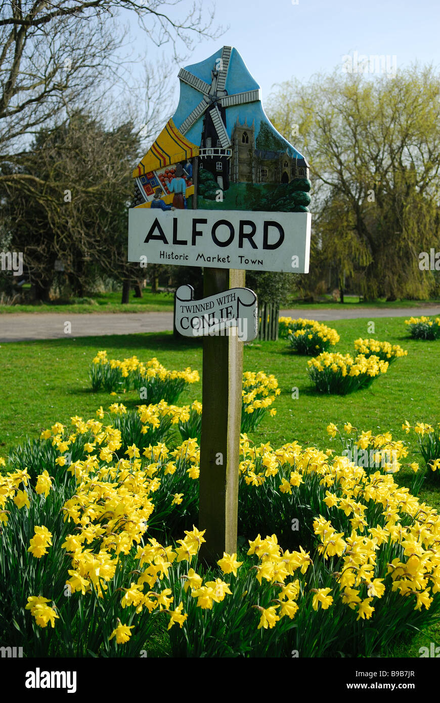 Alford Lincolnshire Market Town signe. Banque D'Images