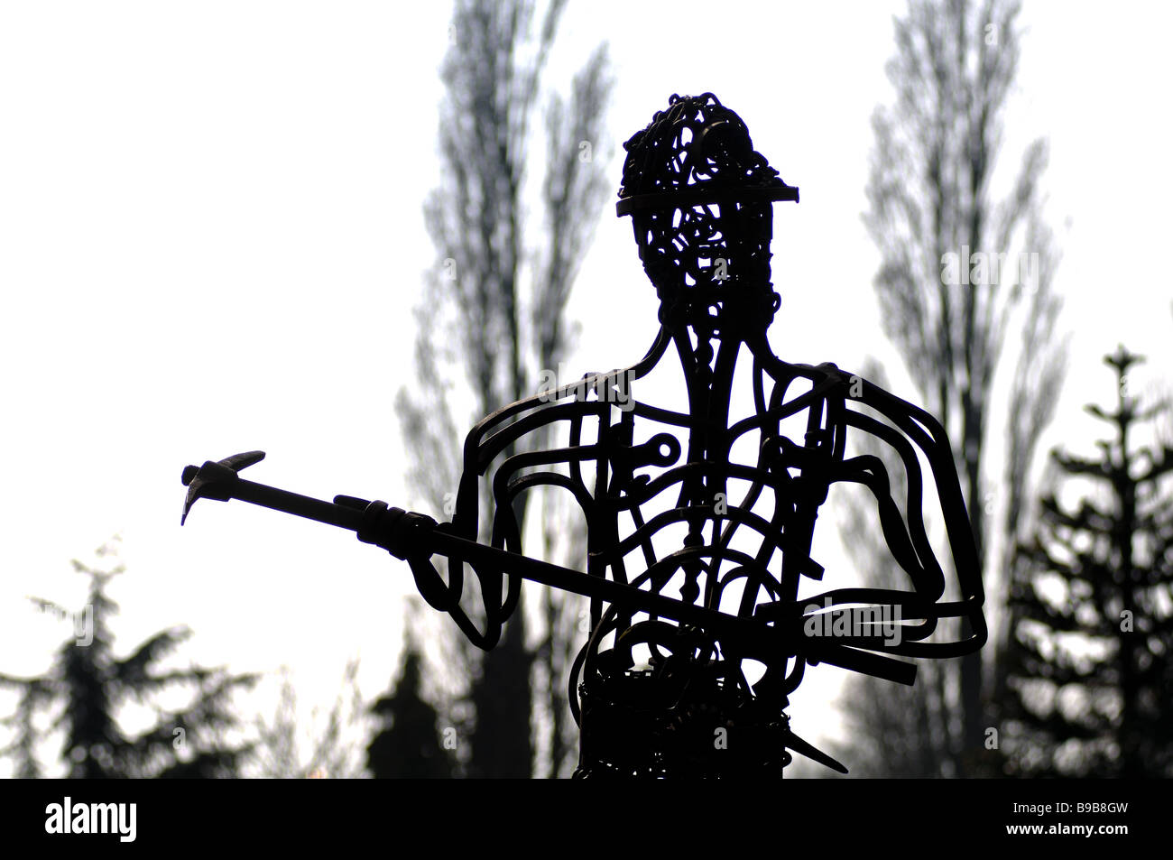 Sculpture mineur de charbon, les mineurs du bien-être social individuel, Bedworth, Warwickshire, England, UK Banque D'Images