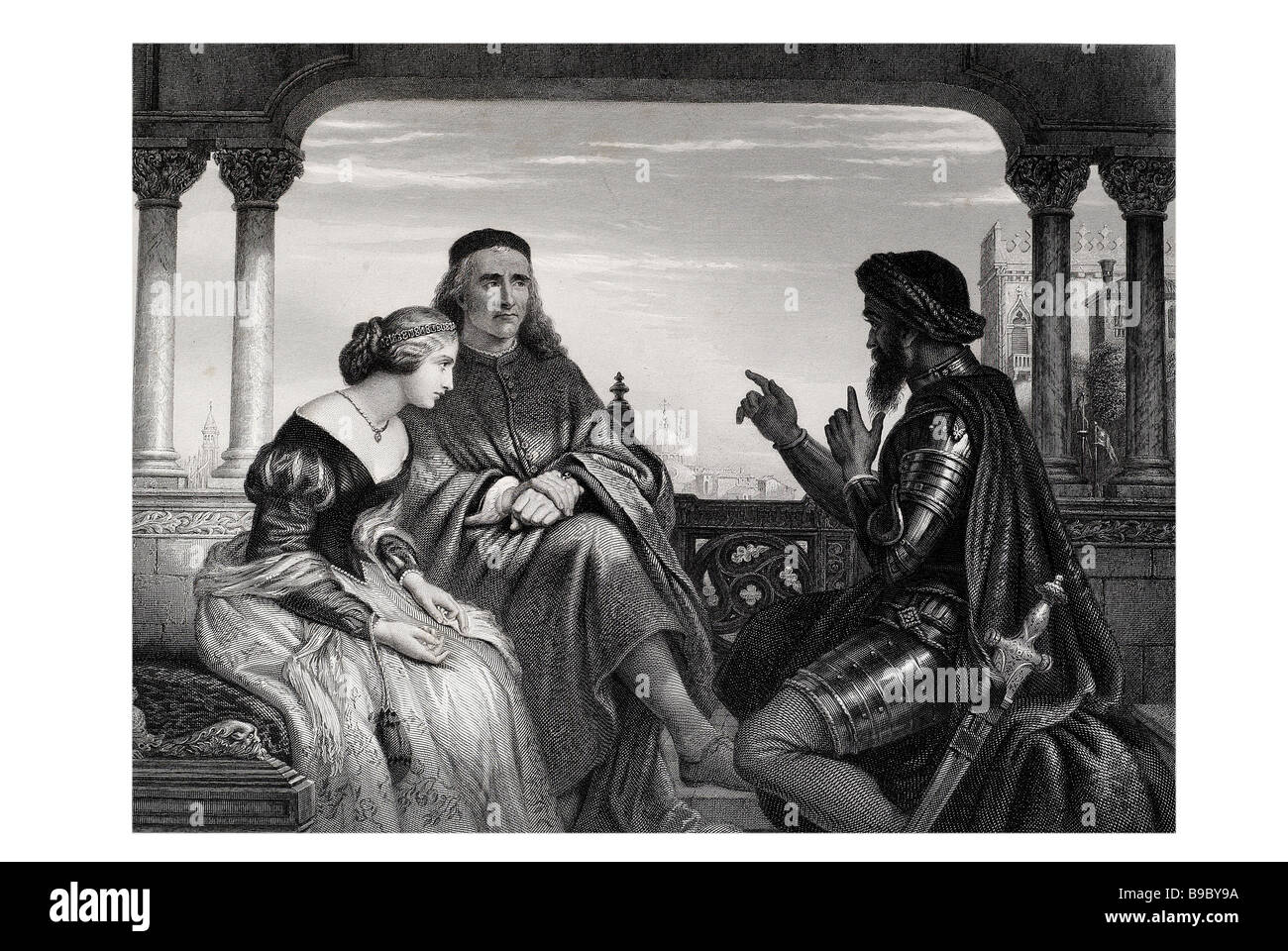 Orthello concernant ses aventures Othello, le Maure de Venise est une tragédie de William Shakespeare, aurait été composé Banque D'Images