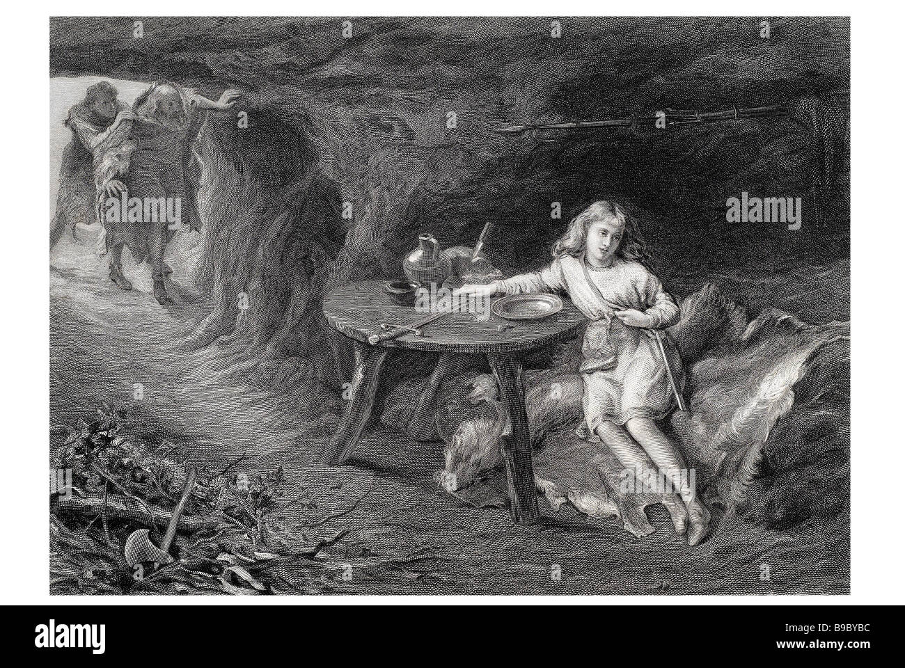Imogen dans la grotte Cymbeline Cymbeline est une pièce de William Shakespeare, basé sur des légendes concernant le début de la Celtique Ki Banque D'Images