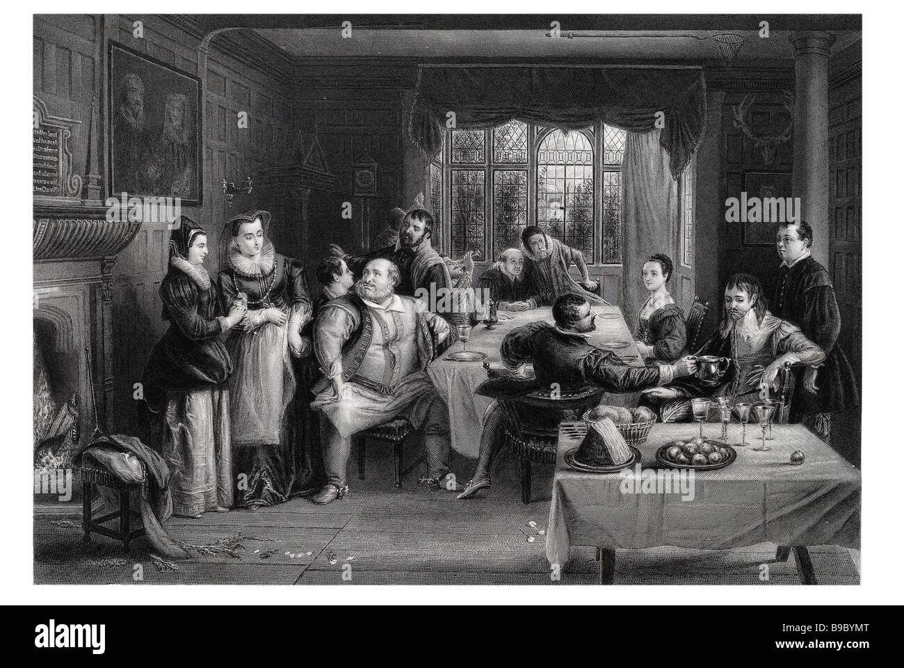 Palstaff et ses amis les Joyeuses commères de Windsor Les Joyeuses Commères de Windsor est une comédie de William Shakespeare, d'abord publier Banque D'Images