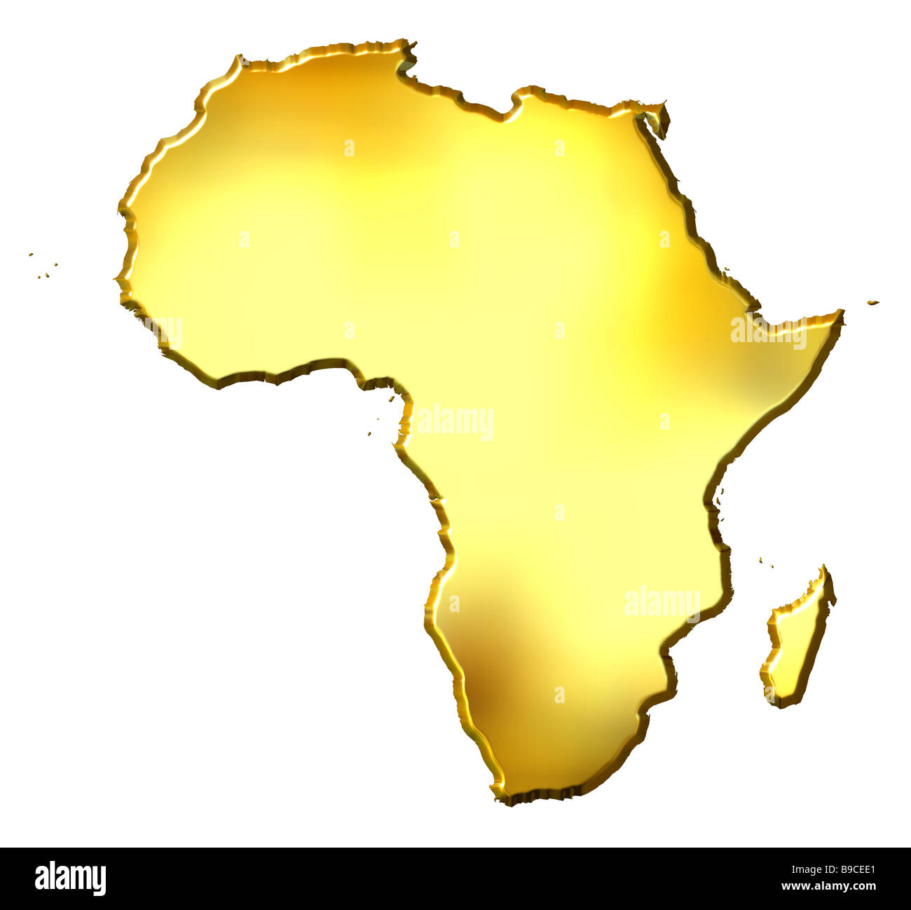 3d carte d'or de l'Afrique Banque D'Images